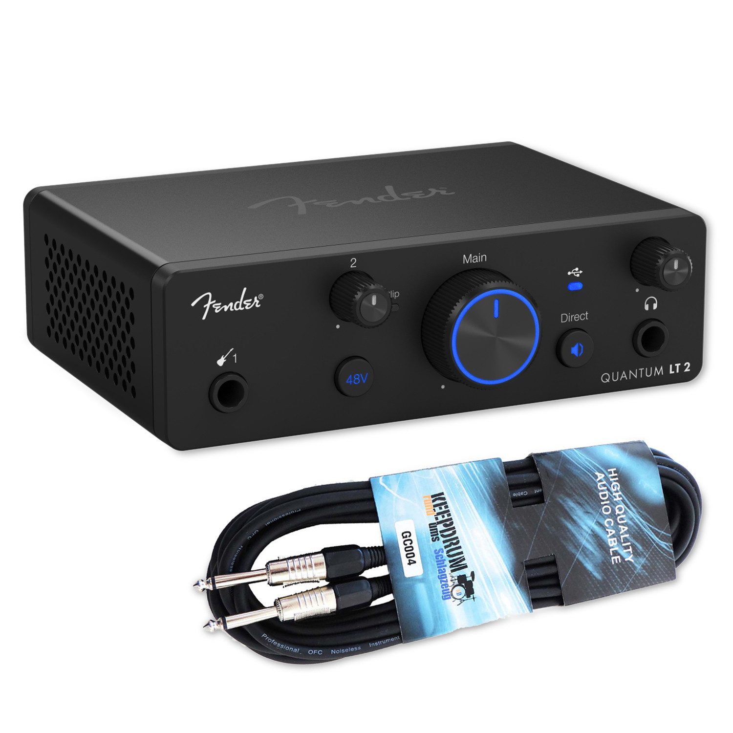 Fender Fender Audio-Interface Quantum LT 2 2-Kanal mit Kabel Digitales Aufnahmegerät (Vorteils-Set mit Klinkenkabel)
