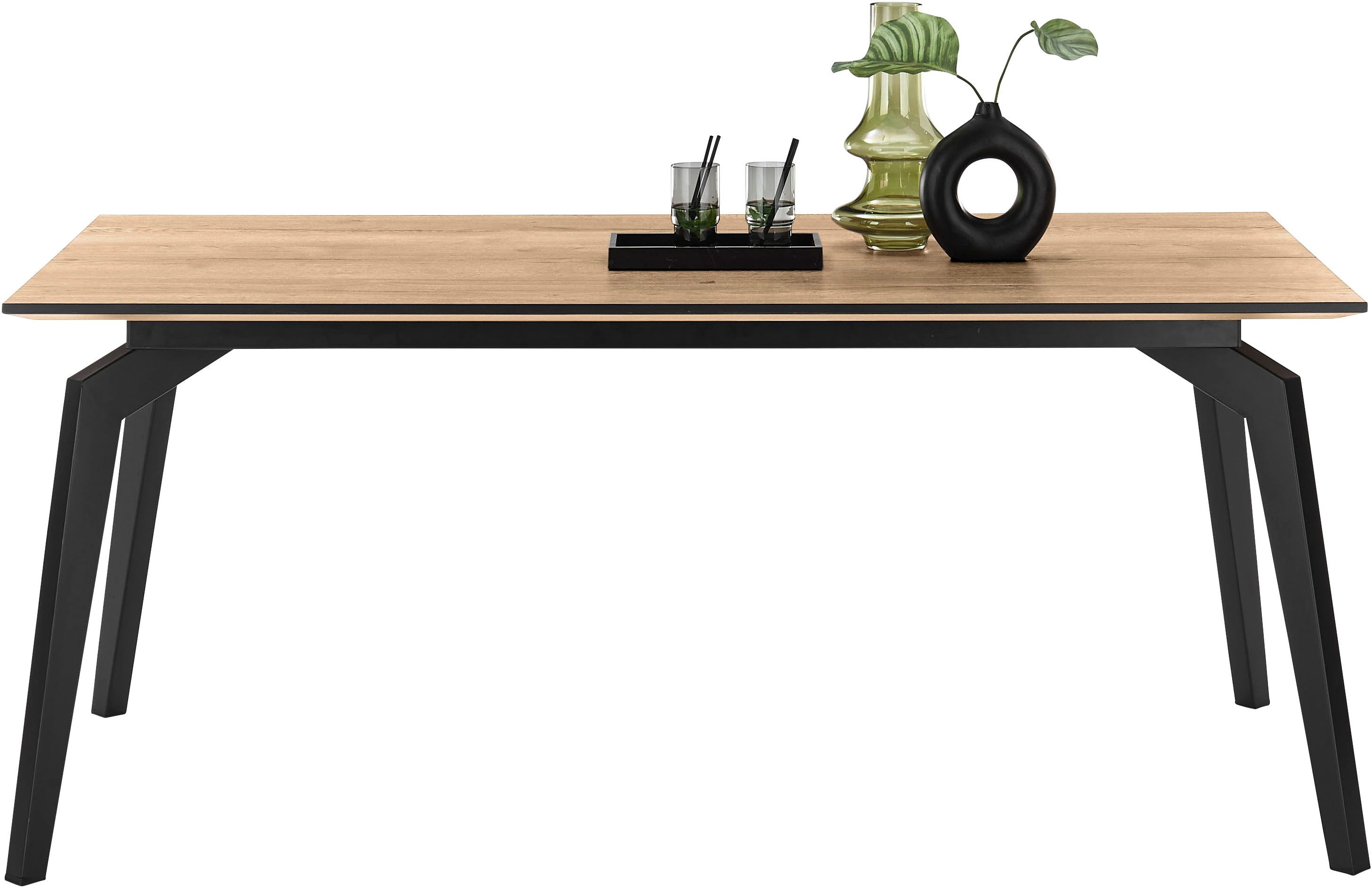 set one by Musterring Esstisch Kent, Tischplatte Halifax natur, schweizer Kante, 4-Fuß-Gestell in schwarz