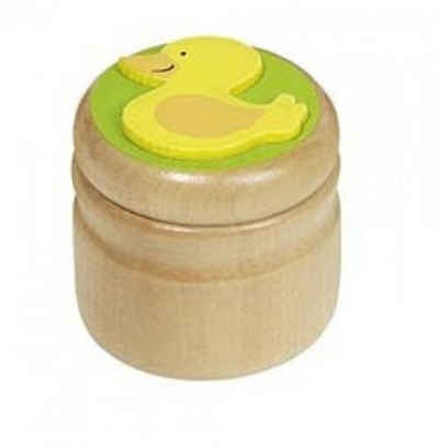 goki Zahndose Milchzahndose Ente aus Holz - Zahndose - Schmuckdose, mit Schraubverschluss