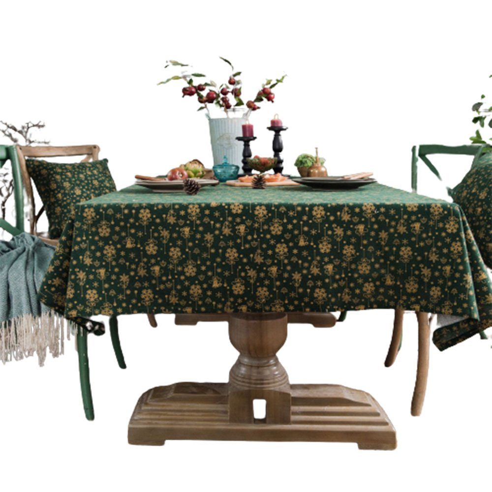 FELIXLEO Tischdecke Tischdecke Weihnachts Schneeflocke für Urlaub Neujahr 130*180cm grüne