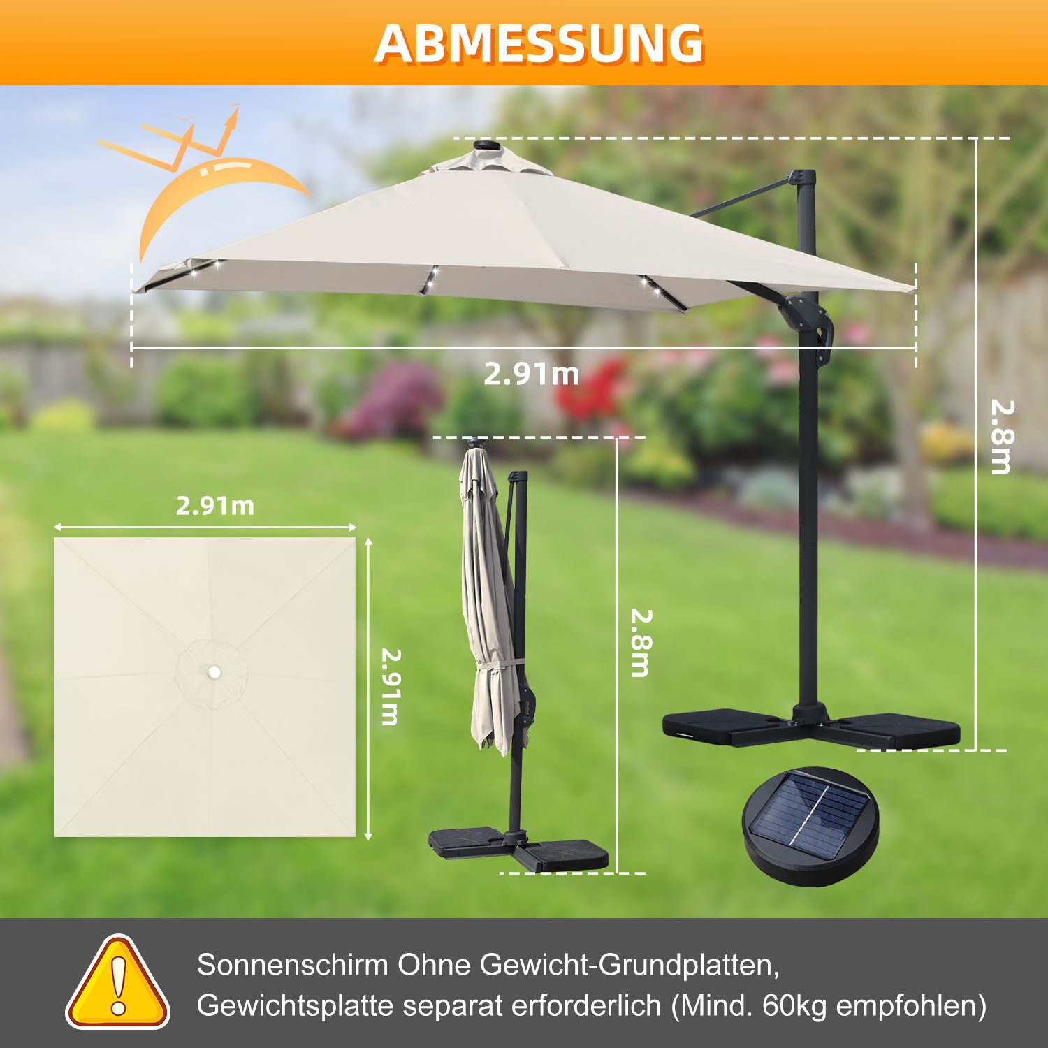 Clanmacy Sonnenschirm Sonnenschirm mit LED Beleuchtung günstig online kaufen