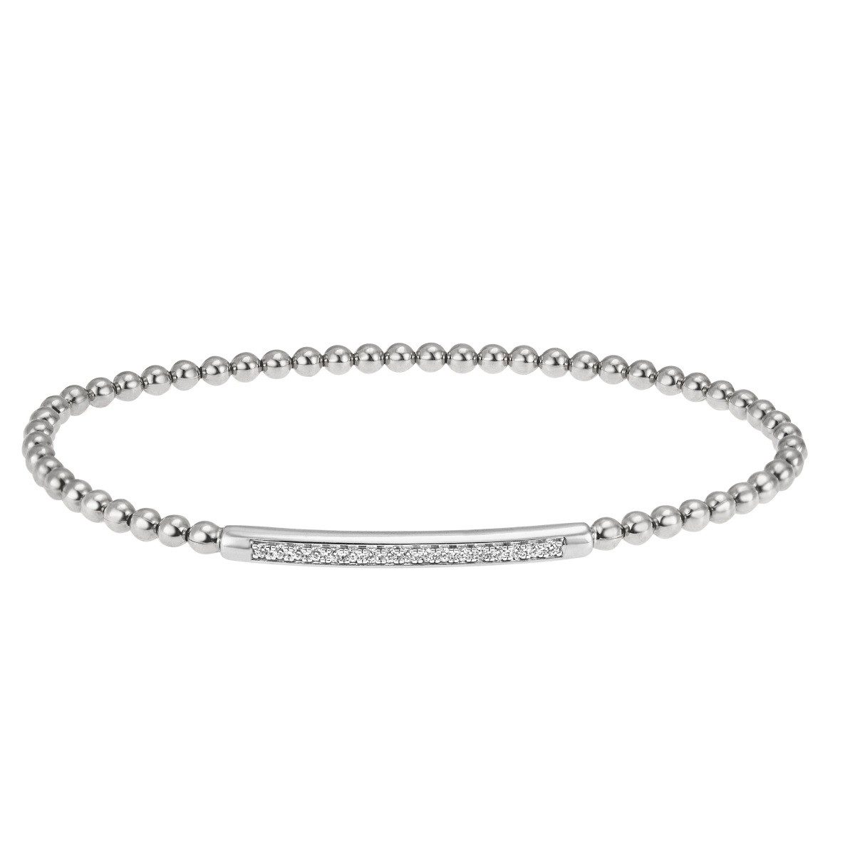 Reflexion Diamonds Armreif 925 Silber, Kugel-Stretch Armreif mit Zirkoniabesatz, 19cm, Kugel-Stretch Armreif mit Zirkonia-Element