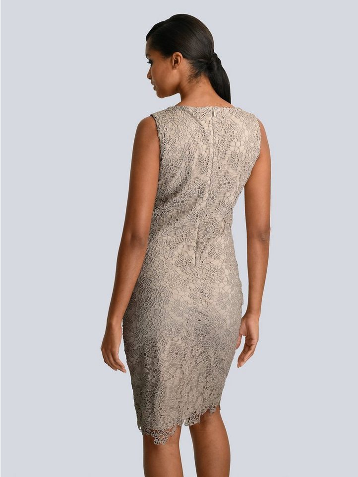 Alba Moda Kleid aus edler Spitze allover in beige
