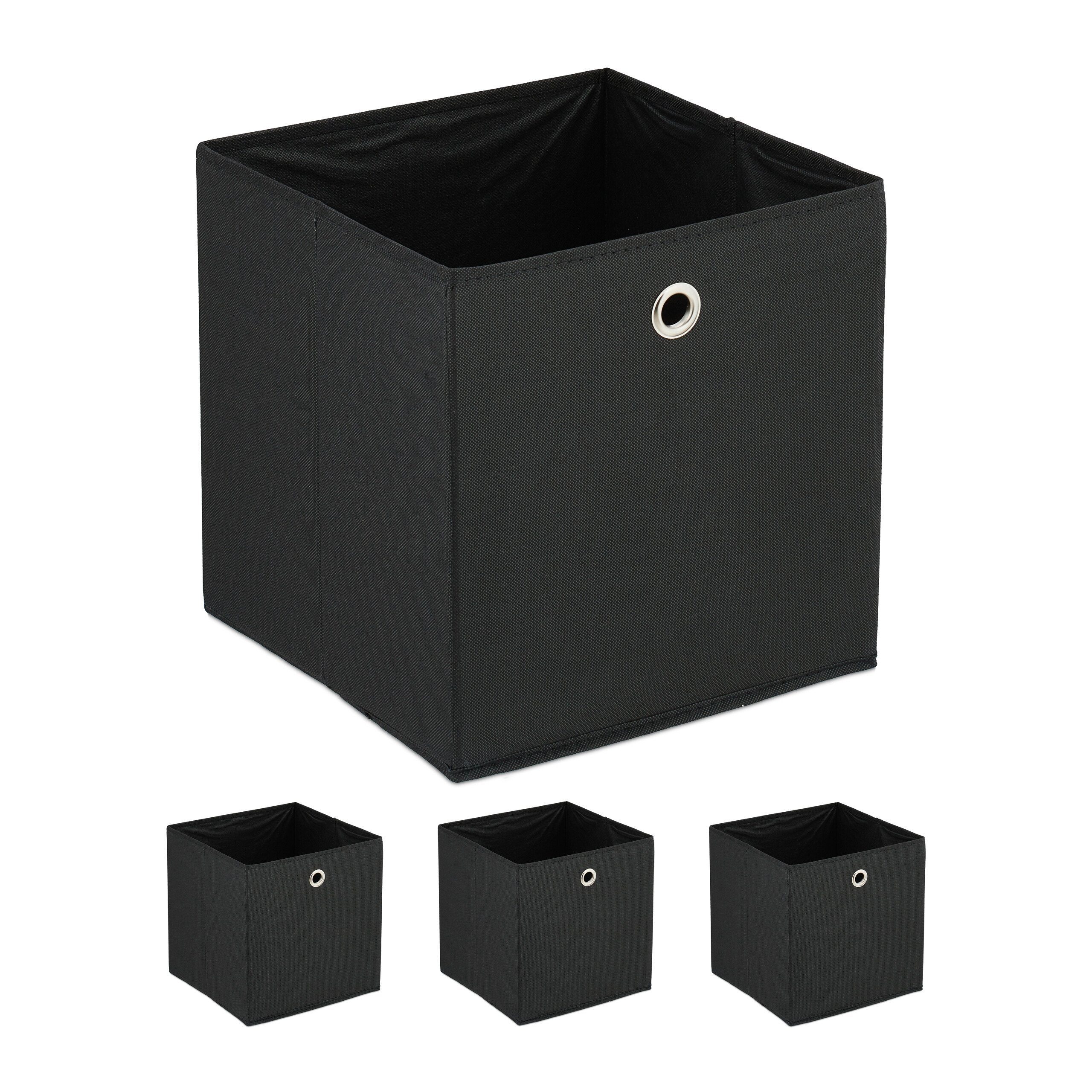 relaxdays Aufbewahrungsbox Schwarze Aufbewahrungsbox im 4er günstig online kaufen
