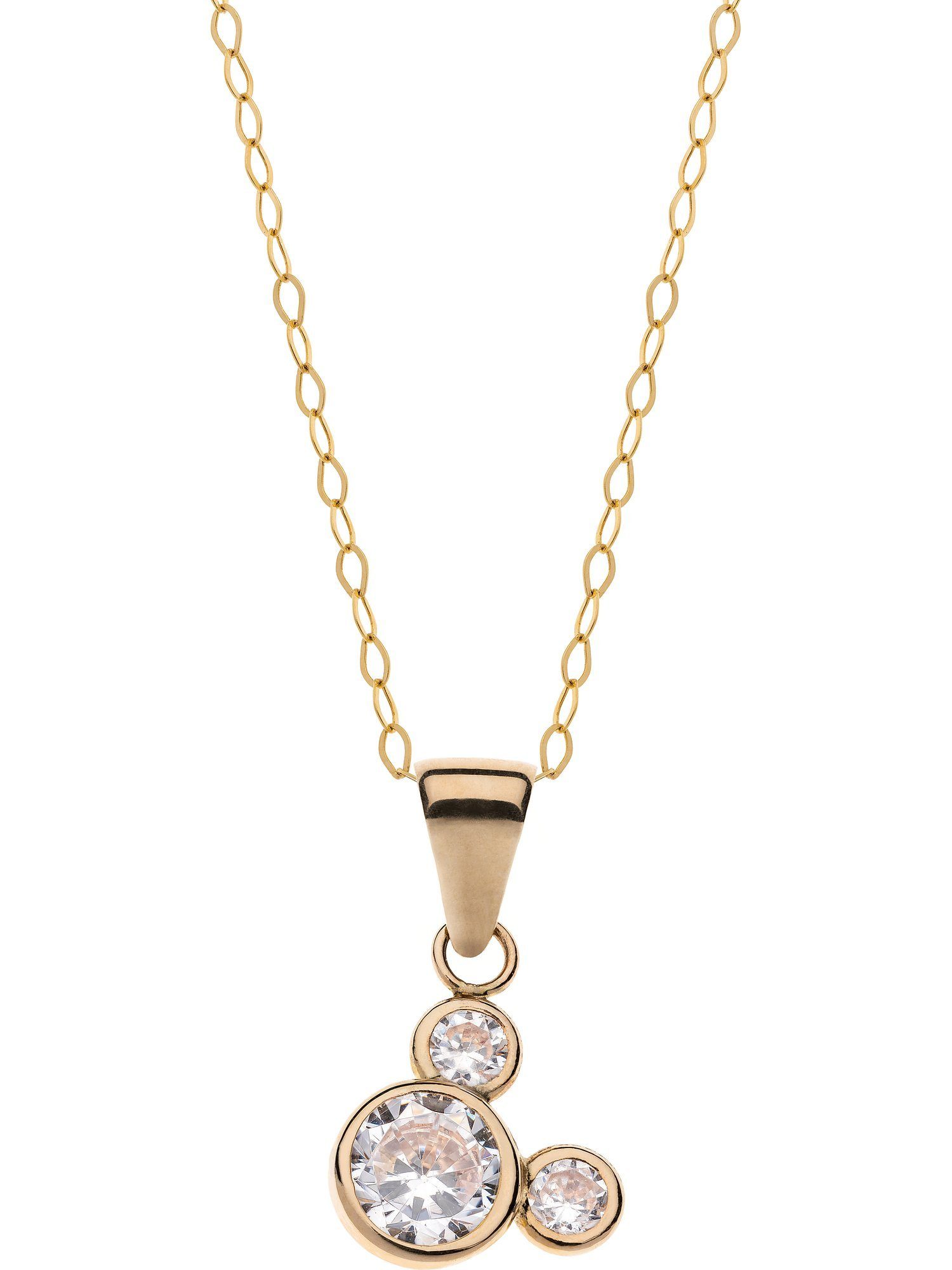 DISNEY Jewelry Goldkette Disney Damen-Kette 375er Gelbgold 3 Kristall