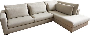 DELIFE Ecksofa Isla, Strukturstoff Schlamm 330x225 cm Ottomane rechts