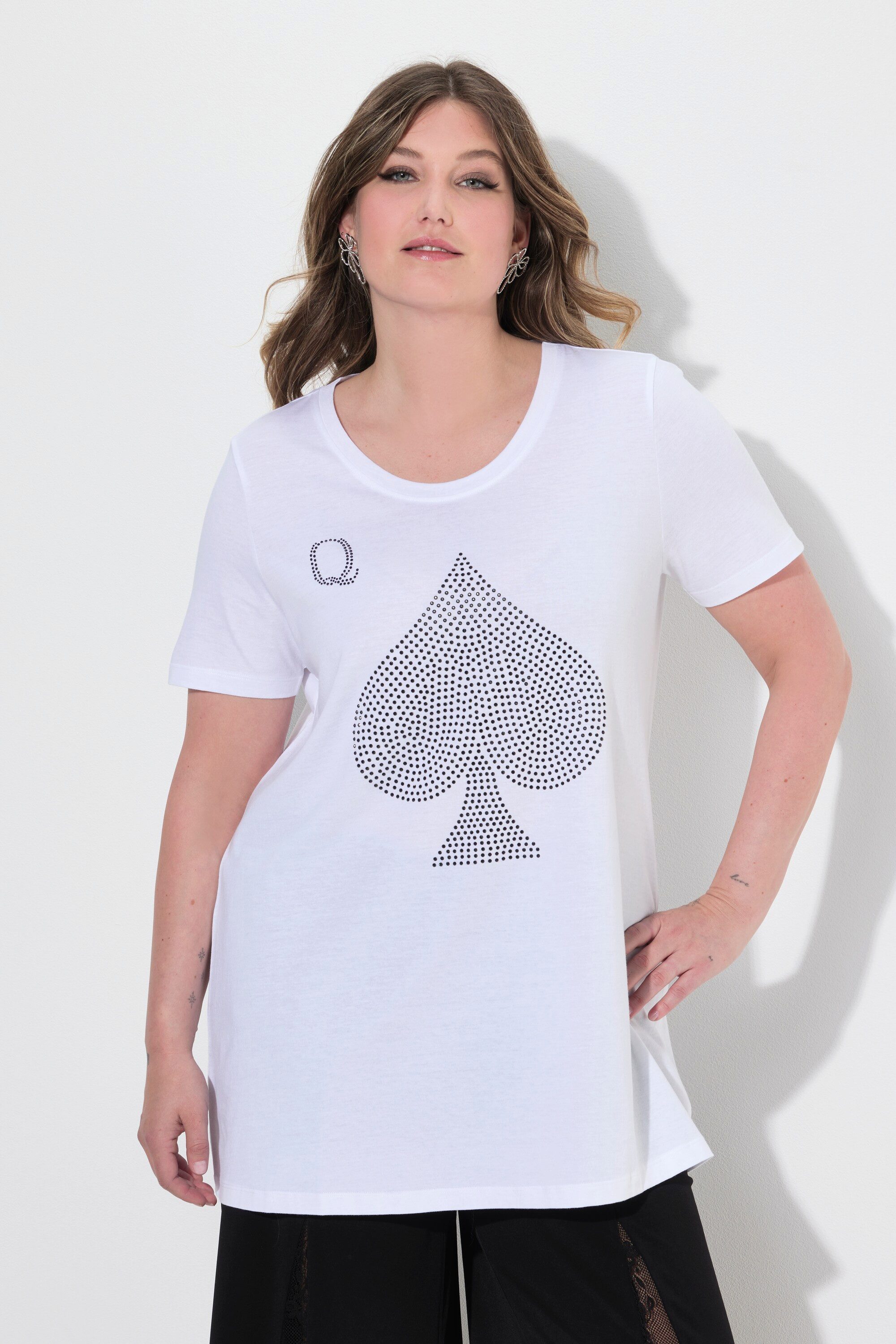 MIAMODA T-Shirt T-Shirt A-Linie Spielkarten-Motiv Glitzersteinchen günstig online kaufen