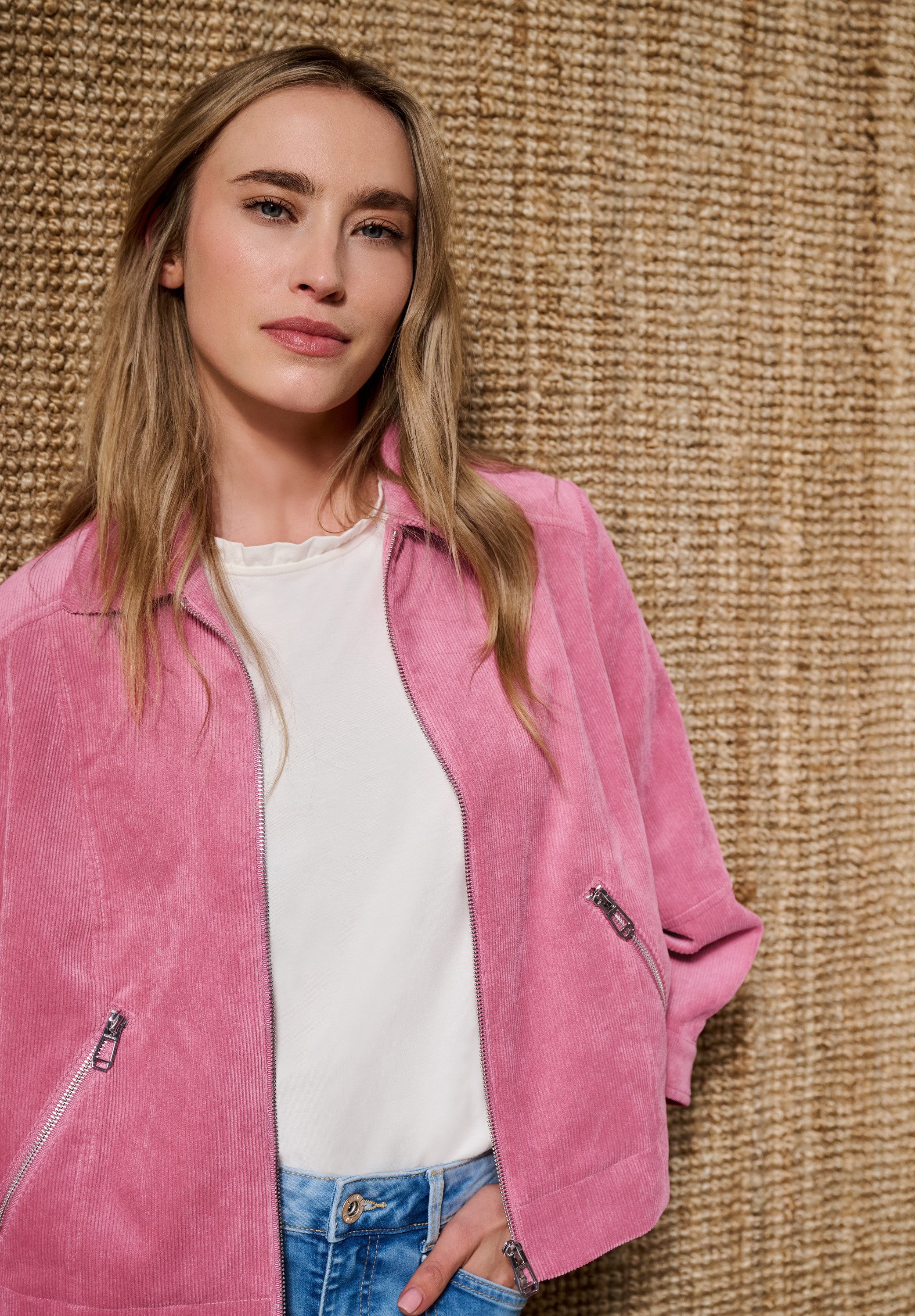 STREET ONE Cordjacke 3/4 Arm Cordjacke mit Hemdkragen