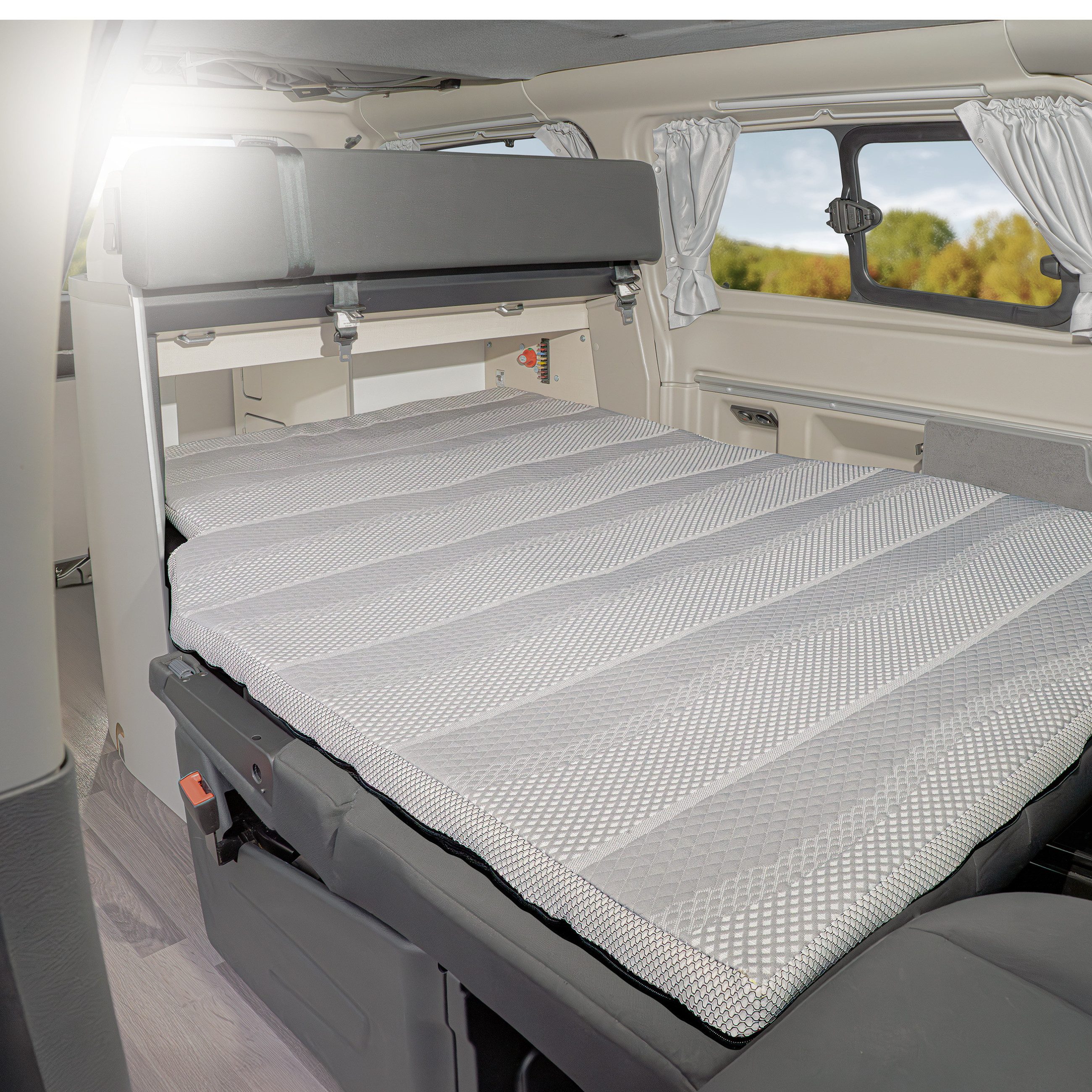 Kaltschaummatratze Topper unten Ford Nugget Modell V362 ab 2018 bis 2023 OEKO-TEX® Grau, BLACK FOREST FOX, HR-Kaltschaum HR40036