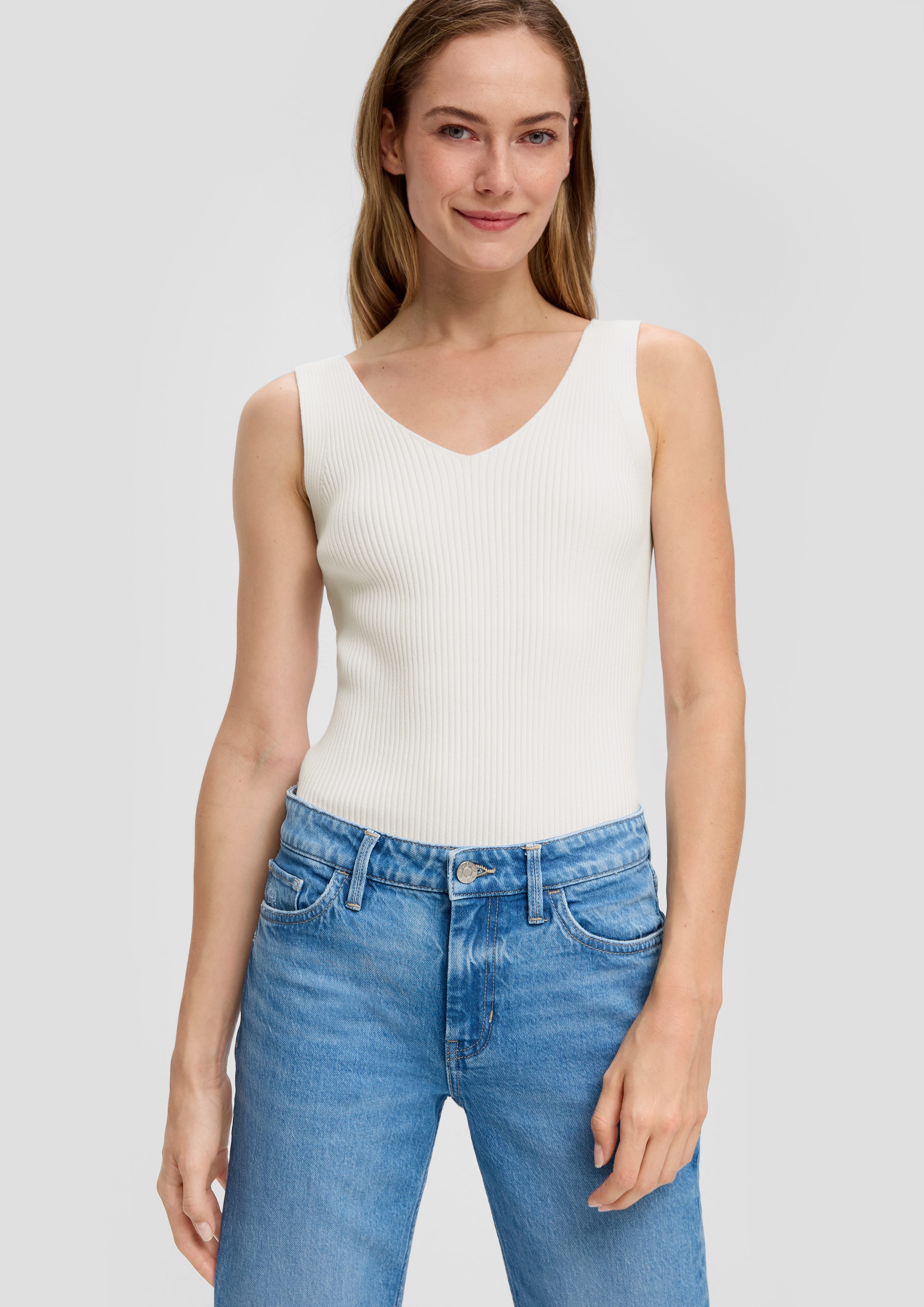 s.Oliver Pullunder Geripptes Stricktop aus Viskosemix günstig online kaufen
