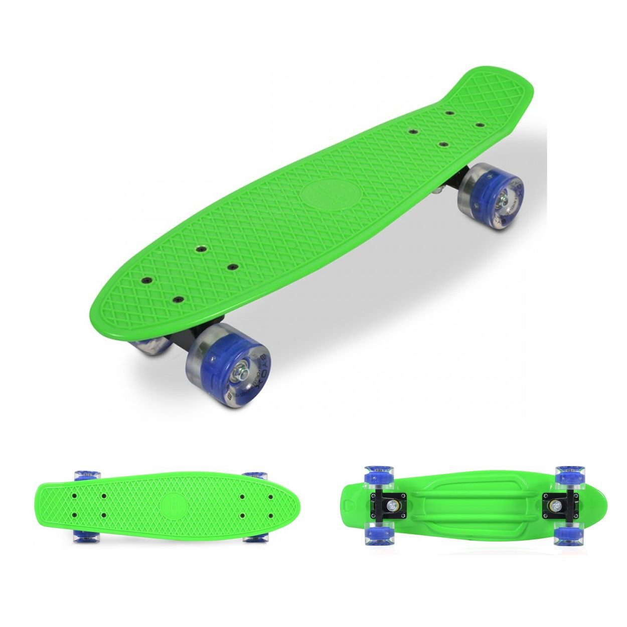 Byox Skateboard Spice LED, 22 Zoll, 56 x 15 cm, ABEC-7, 80A PU-Rollen, Aluminium-Achsen