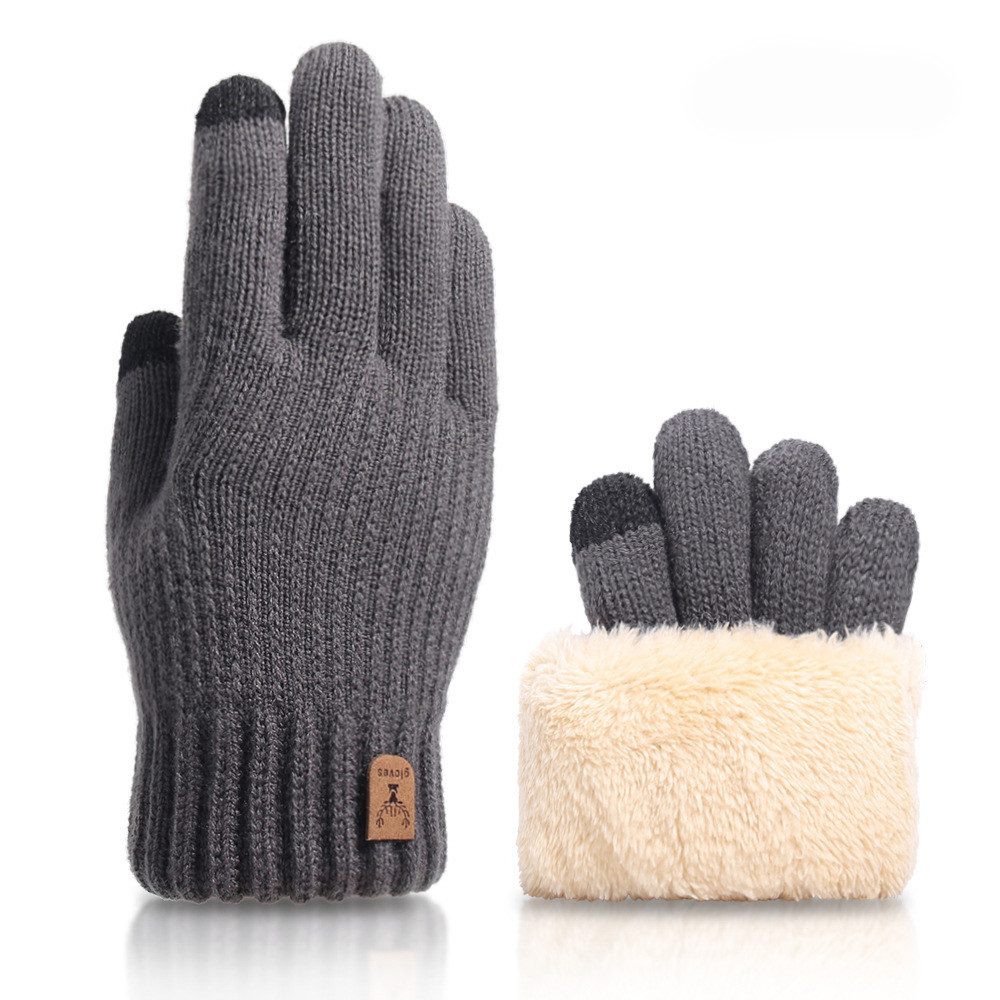 Schwarz | Fingerlose Handschuhe aus Lammwolle für Herren | DE