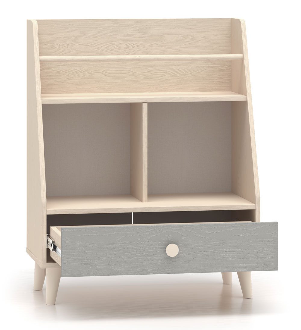 Feldmann-Wohnen Bücherregal Mevel, mit Schublade, mit Vollauszug 1-tlg., 72x36x90cm Wüstensand Palladiumgrau mit Schublade