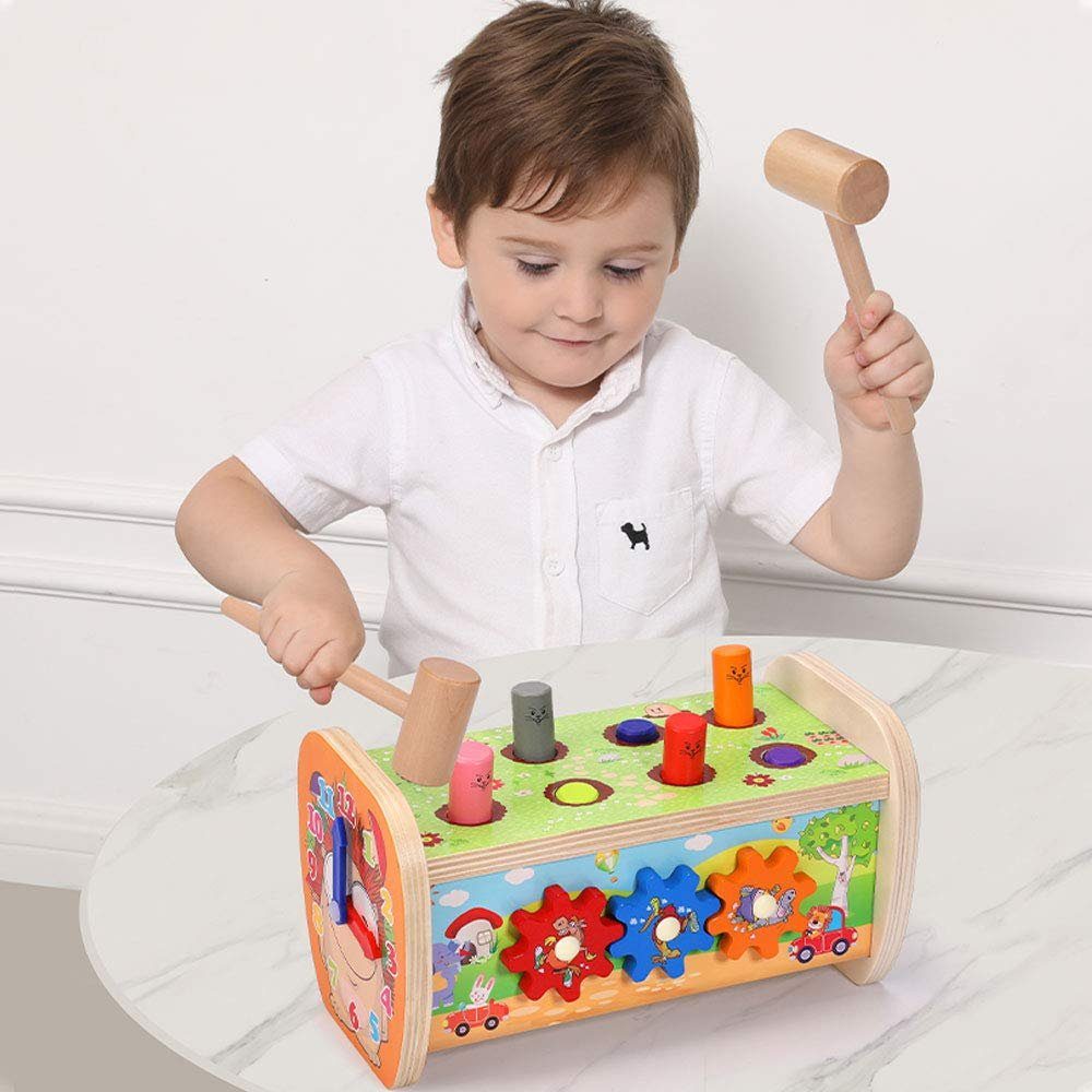 Montessori Kinder Holz Hämmern Spielzeug Hämmerte Kleinkind Junge 