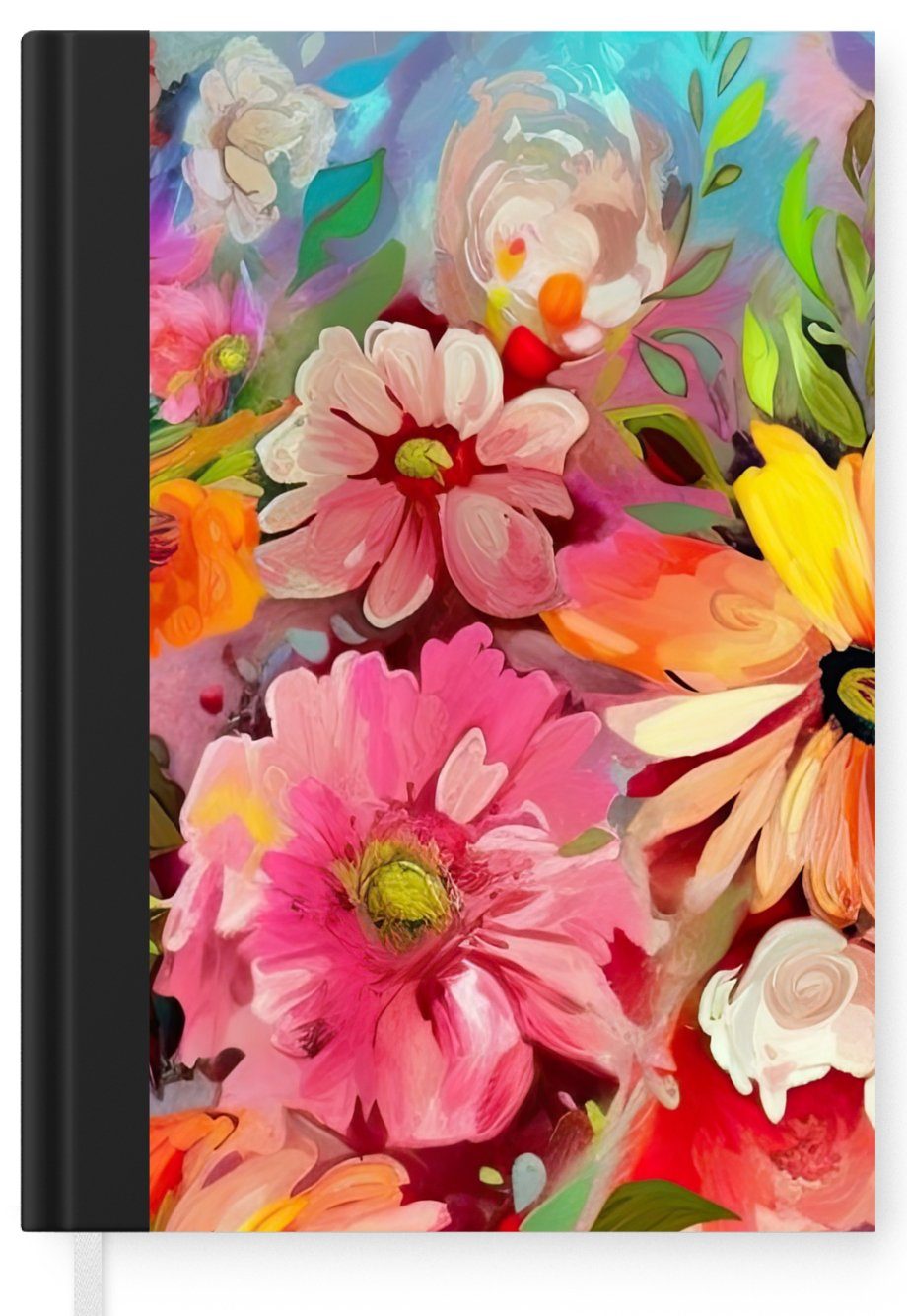 MuchoWow Notizbuch Blumen - Botanisch, Haushaltsbuch Seiten, - Kunst Notizheft, A5, Malerei Merkzettel, Journal, 98 - Tagebuch
