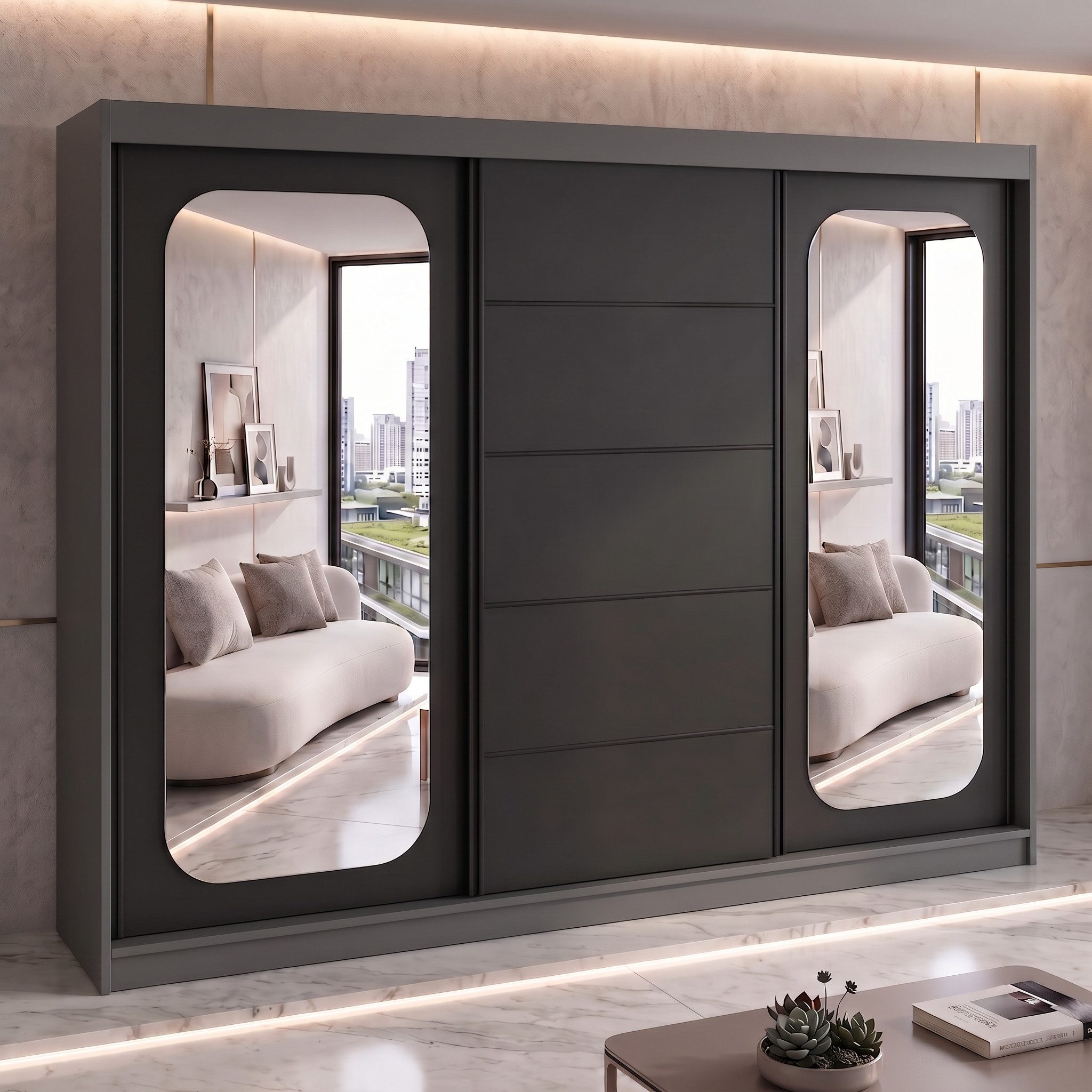 A&J MöbelLand GmbH Schiebetürenschrank BELANO – Moderner Kleiderschrank mit Schiebetüren (Die perfekte Kombination aus modernem Design, hoher Funktionalität und – Bild 2 von 5