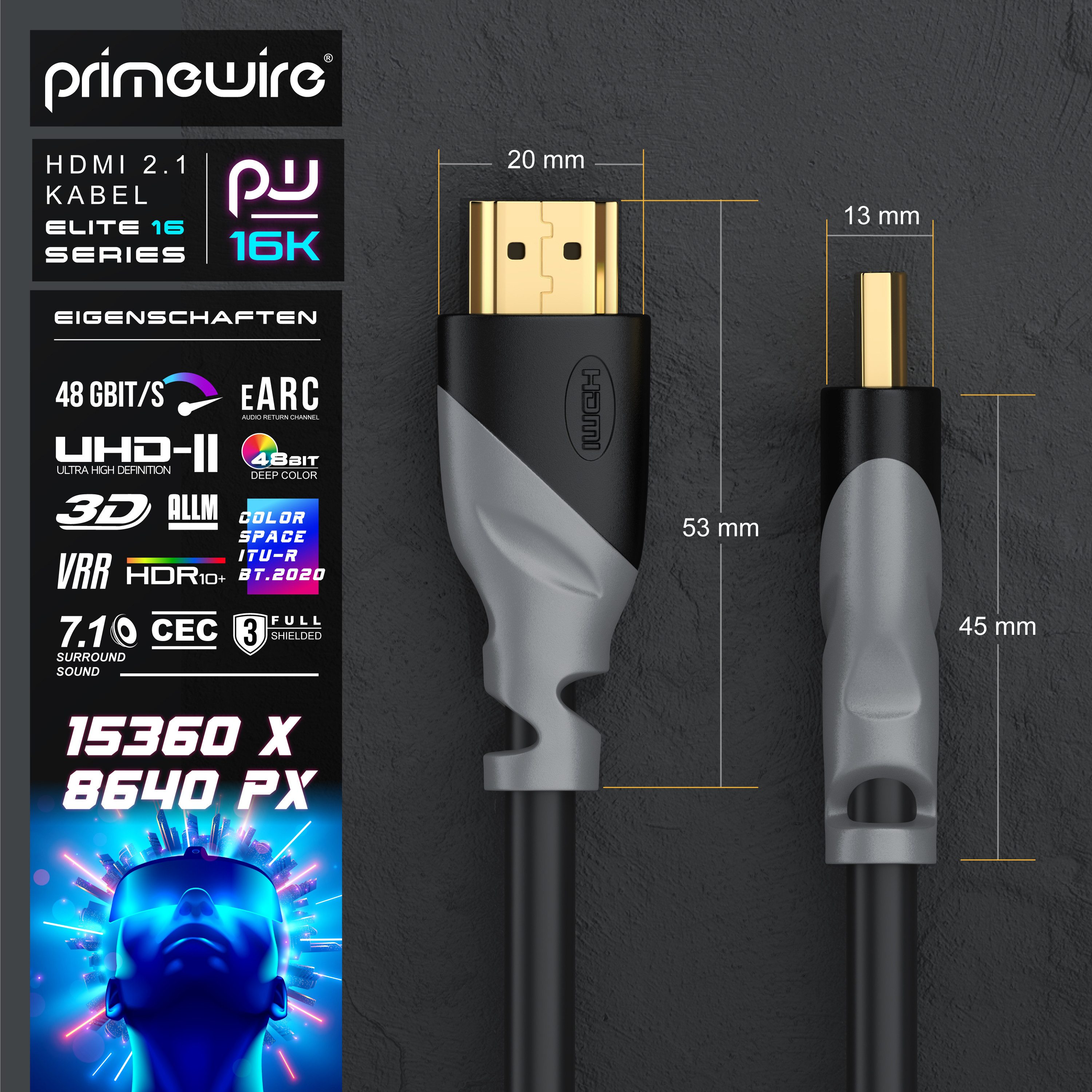 CSL 16k, 8k, 4k, FHD, HDR 10+ eARC 3D VRR, UHD II, 48Gbps, Full HD, HDMI-Kabel, 2.0b, HDMI Typ A (50 cm), 3D, High Speed mit Ethernet, 16k@30Hz 8k@60Hz 4k@120Hz - 0,5m