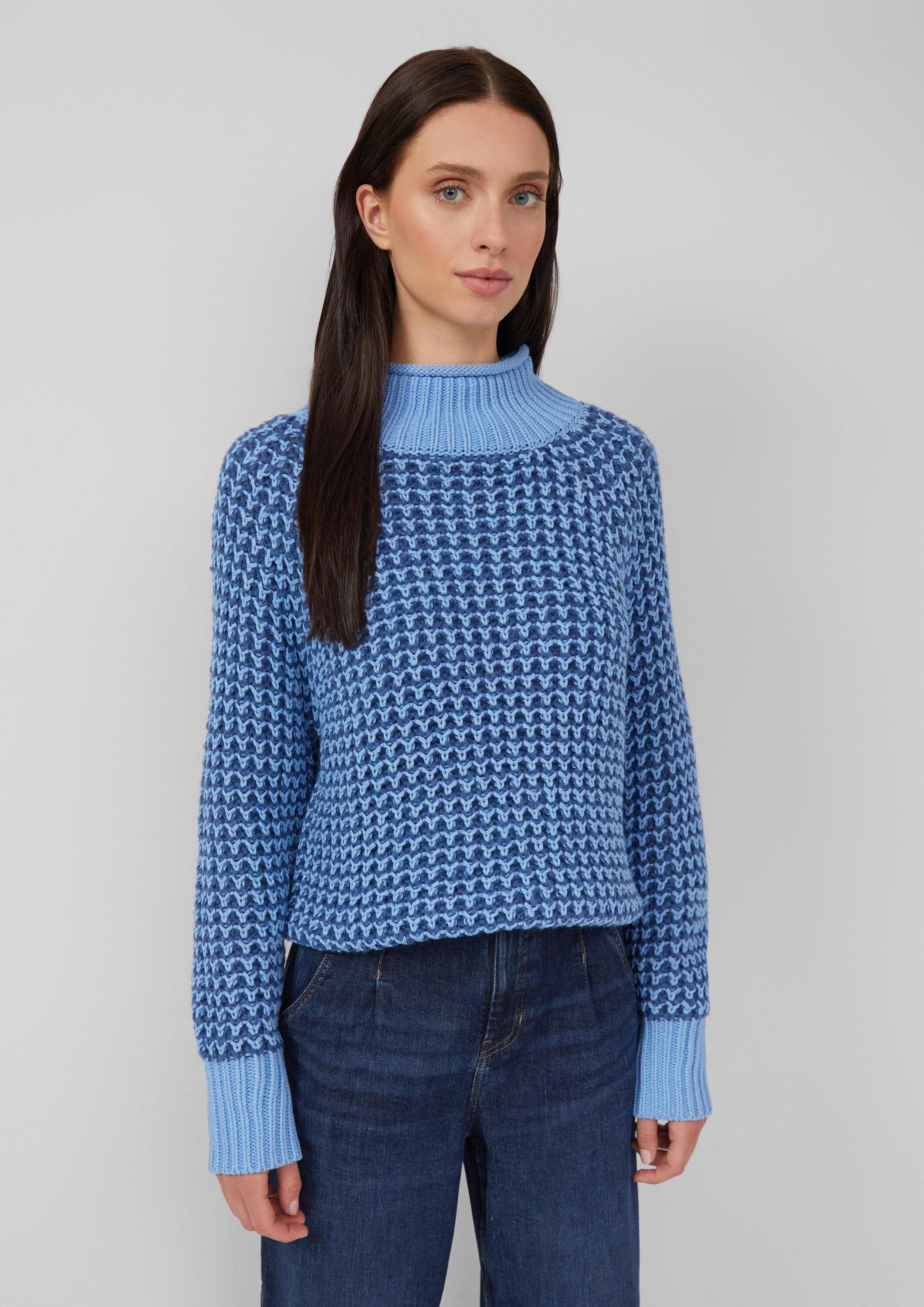 s.Oliver Longpullover Strickpullover Gemusterter Strickpullover mit Stehkra günstig online kaufen