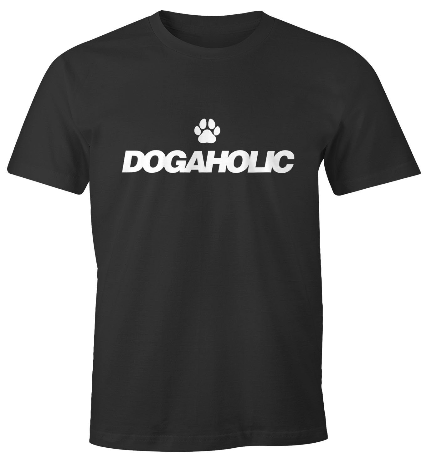 MoonWorks Print-Shirt Herren T-Shirt Dogaholic lustiges Hunde Motiv Gassi Shirt Moonworks® mit Print