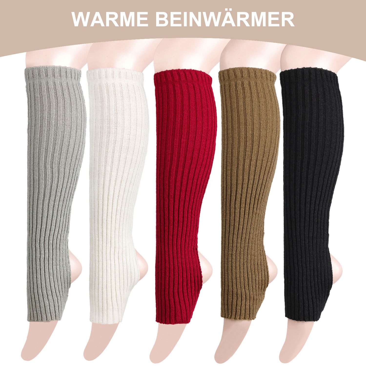 Refttenw Kniestrümpfe Gestrickte Thermosocken, Yoga-Steigbügel-Beinlinge (2 Paare)