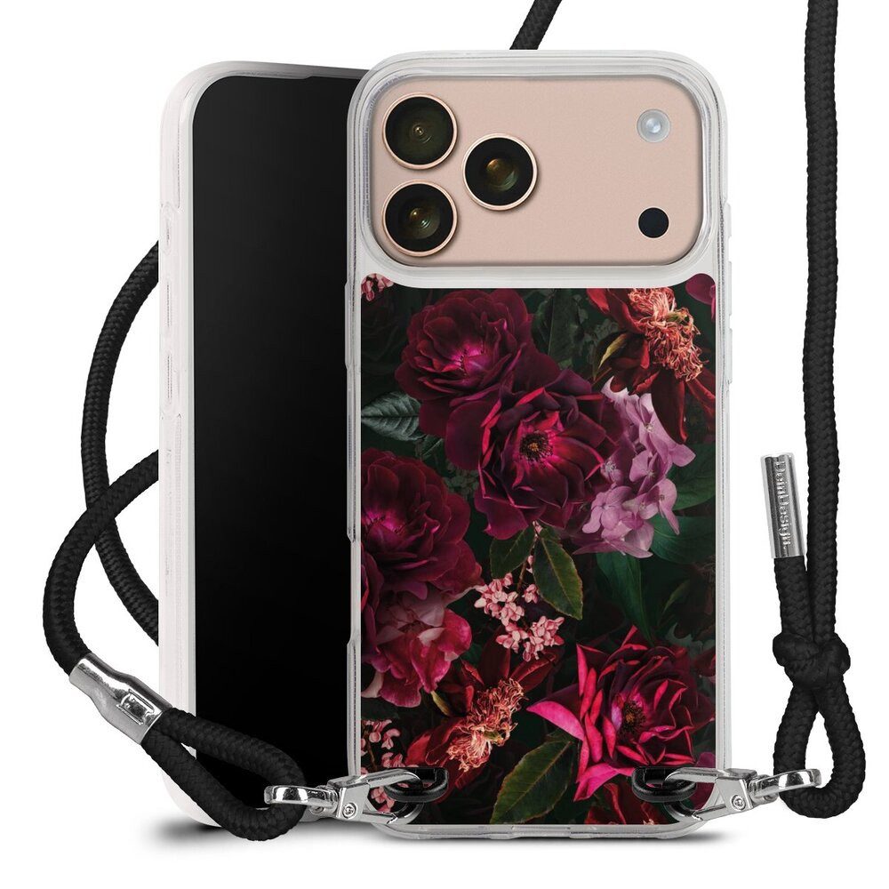 DeinDesign Handyhülle Rose Blumen Blüte Dark Red and Pink Flowers, Apple iPhone 17 Pro Max Handykette Hülle mit Band Case zum Umhängen