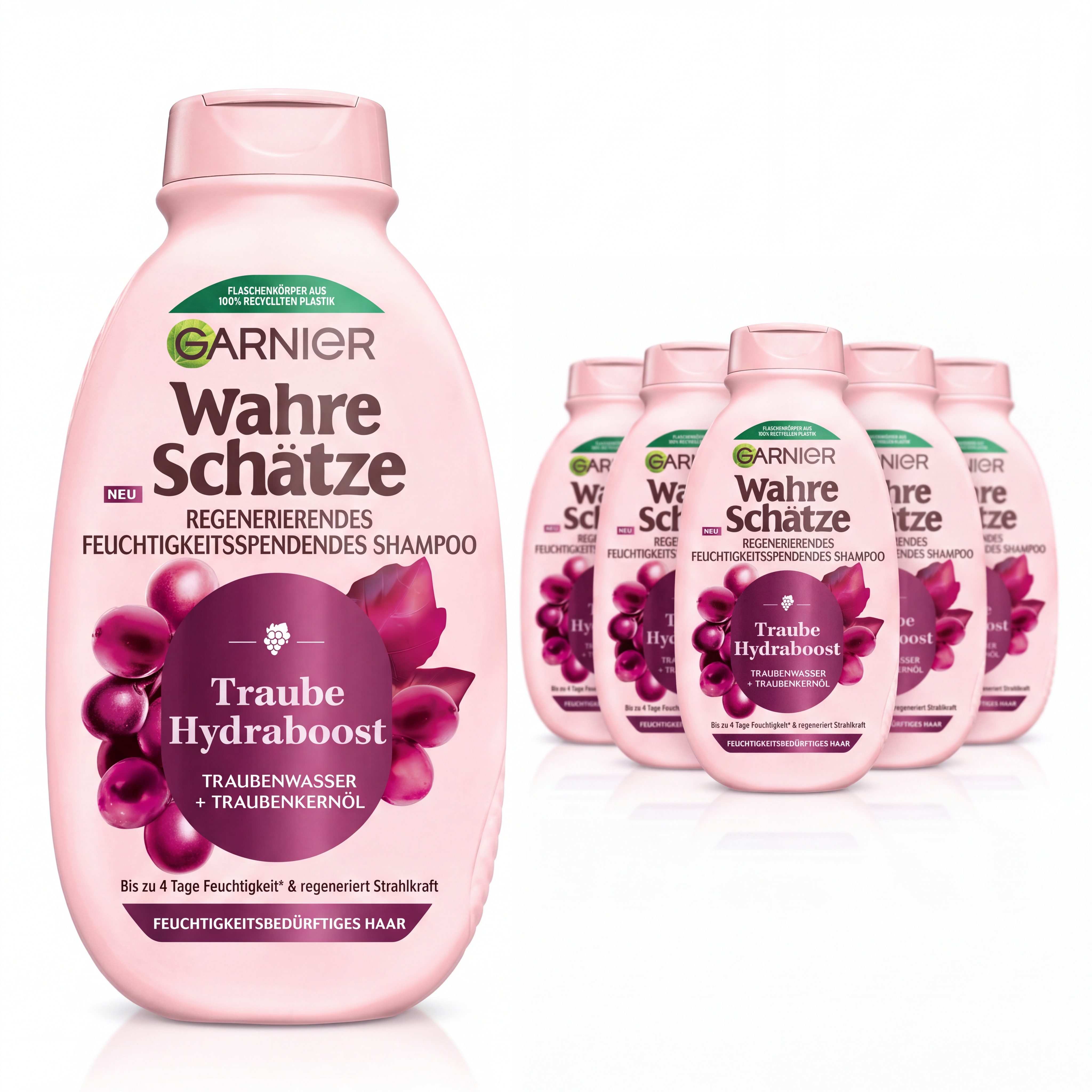 GARNIER Haarshampoo WAHRE SCHÄTZE TRAUBE HYDRABOOST SHAMPOO, 6er Pack, für feuchtigkeitsbedürftiges Haar, mit Traubenwasser und Traubenkernöl von Garnier