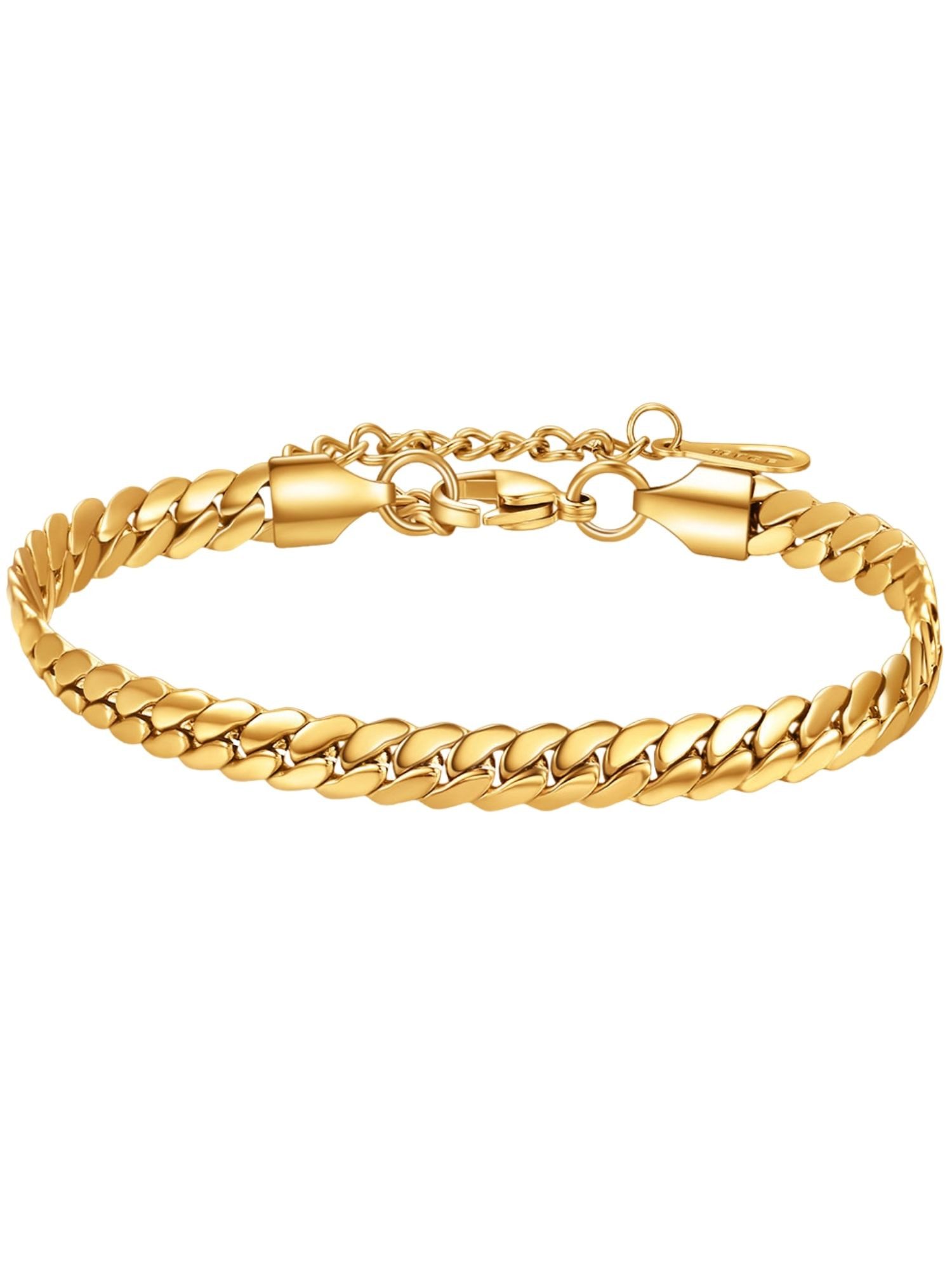 BS Schmuckdesign Panzerarmband Armband Damen 14K vergoldet flaches Panzerar günstig online kaufen