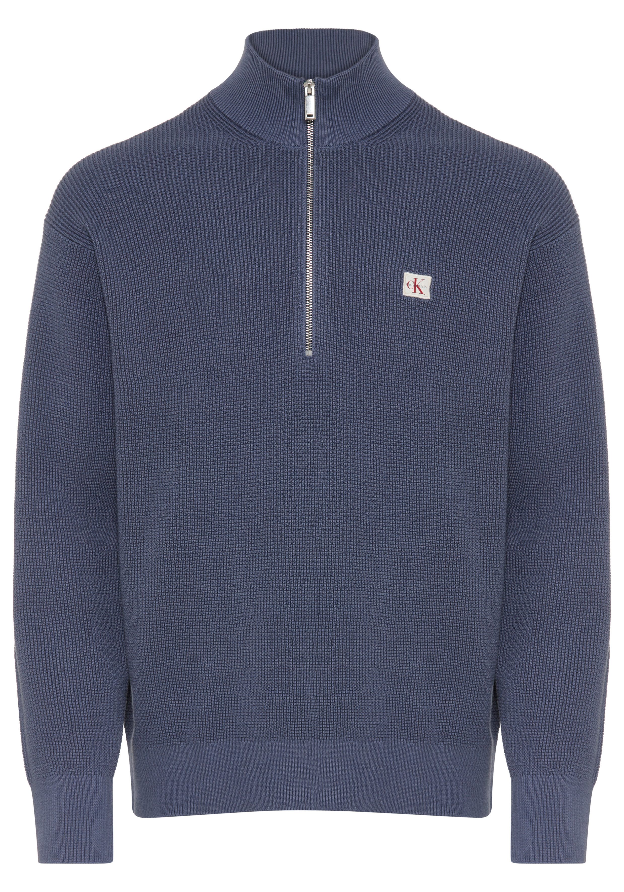 Calvin Klein Jeans Strickpullover Troyerkragen mit Reißverschluss, Regular Fit