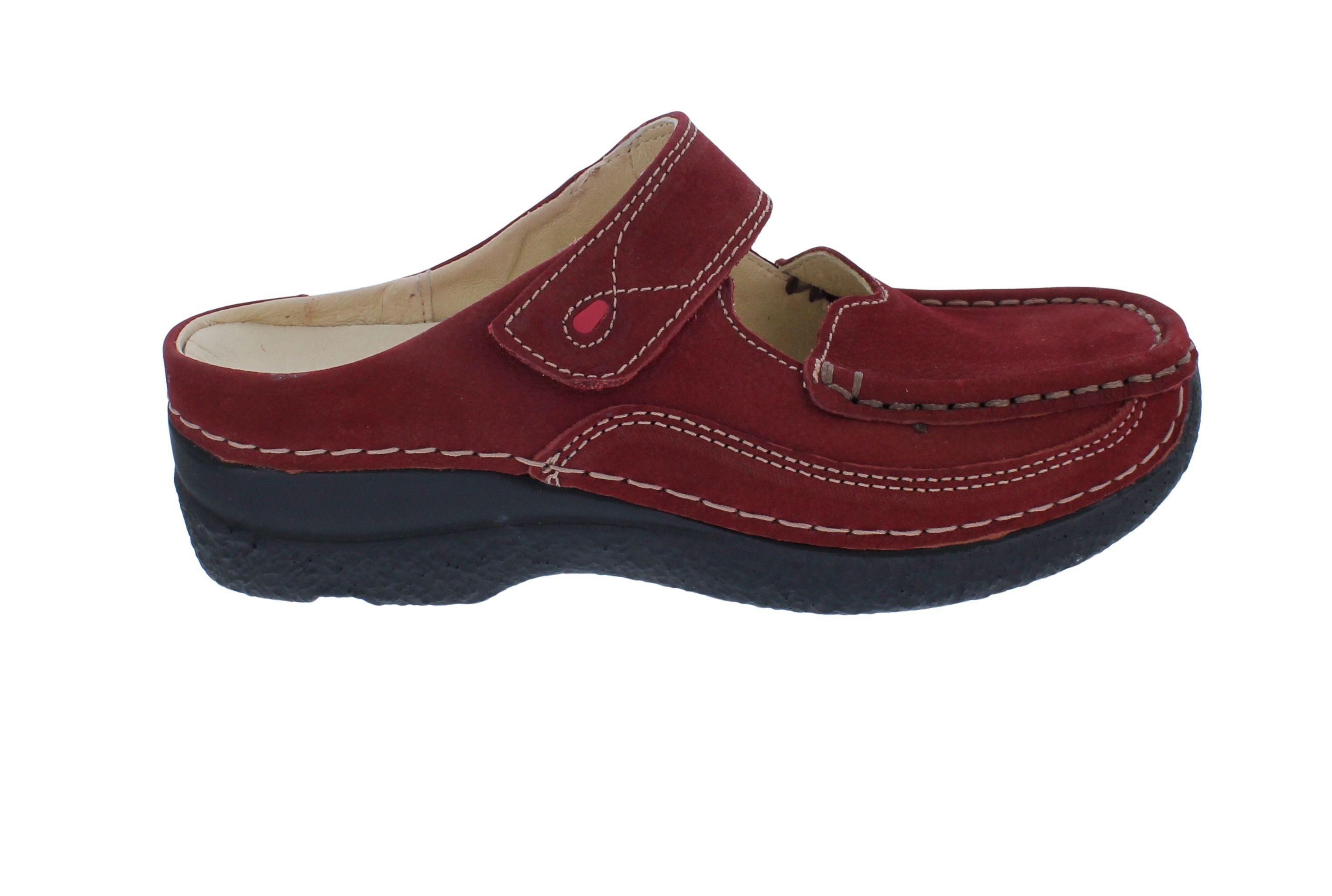 WOLKY Wolky Clog Roll Slipper 0622713-553, Nubukleder, Rot, Fußbett zum Wech Clog