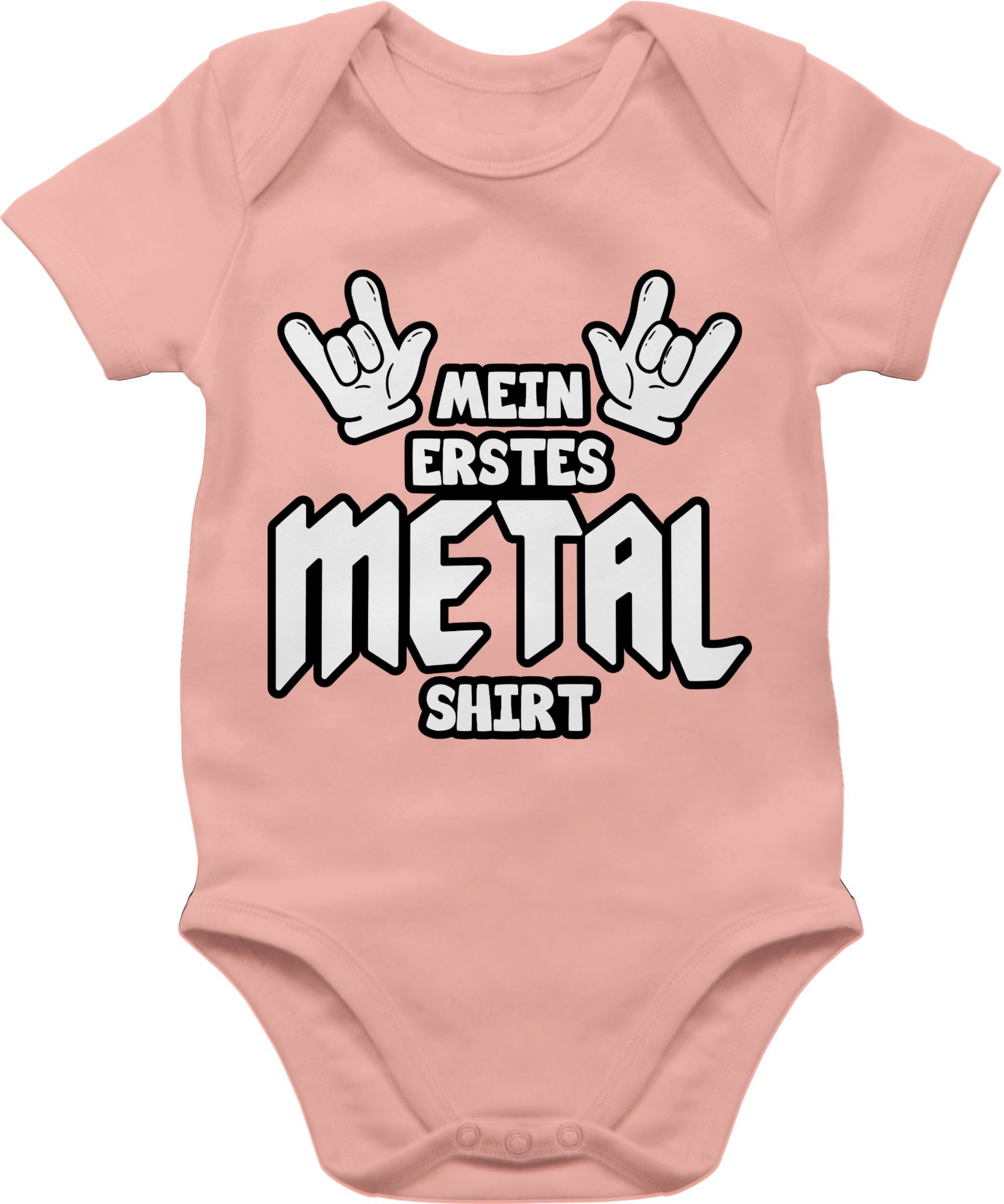 Shirtracer Shirtbody Mein erstes Metal Shirt Comic Sprüche Baby 3 Babyrosa
