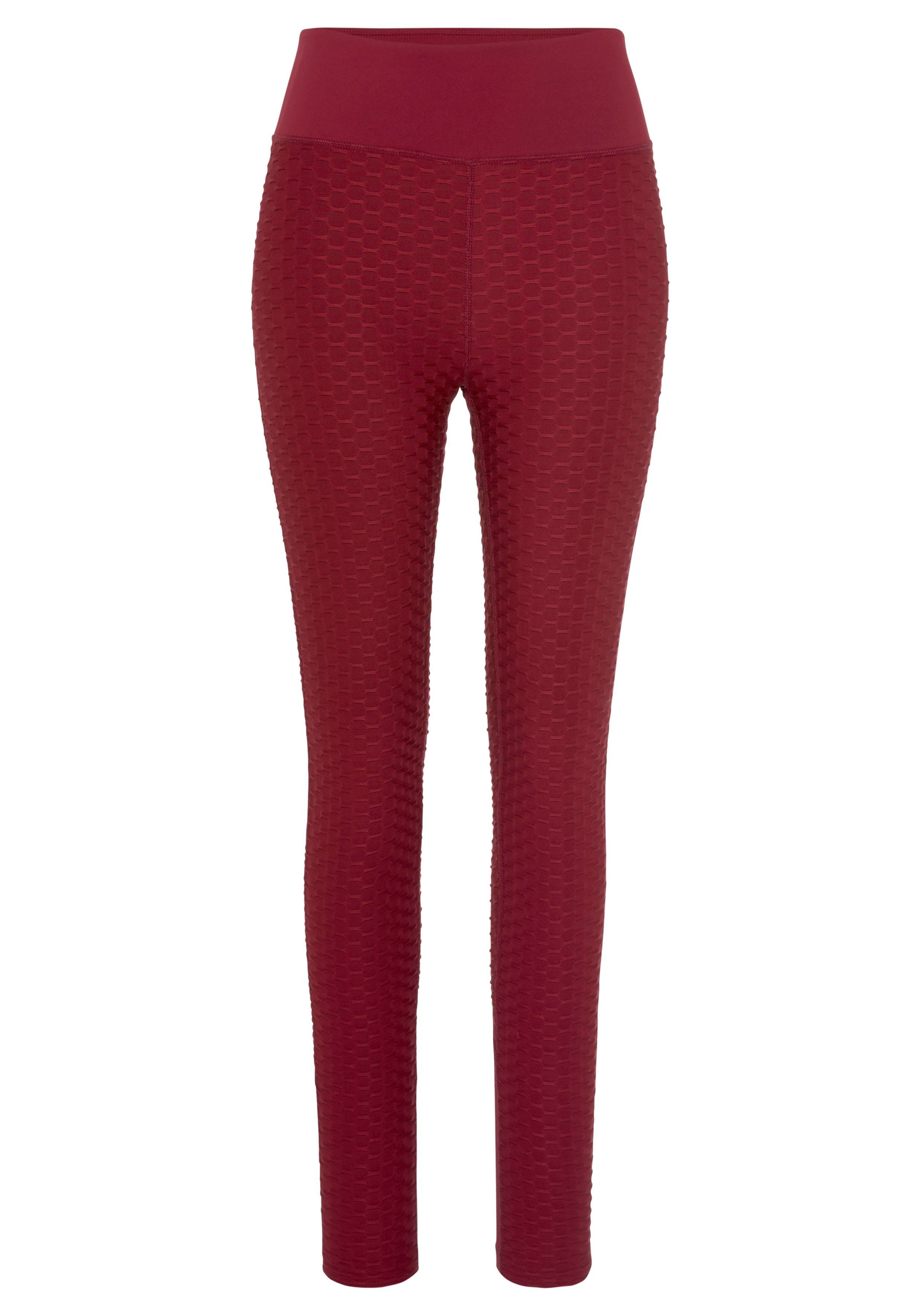 rot und Funktionsleggings active mit -Sportleggings Mesheinsatz vivance Wabendesign