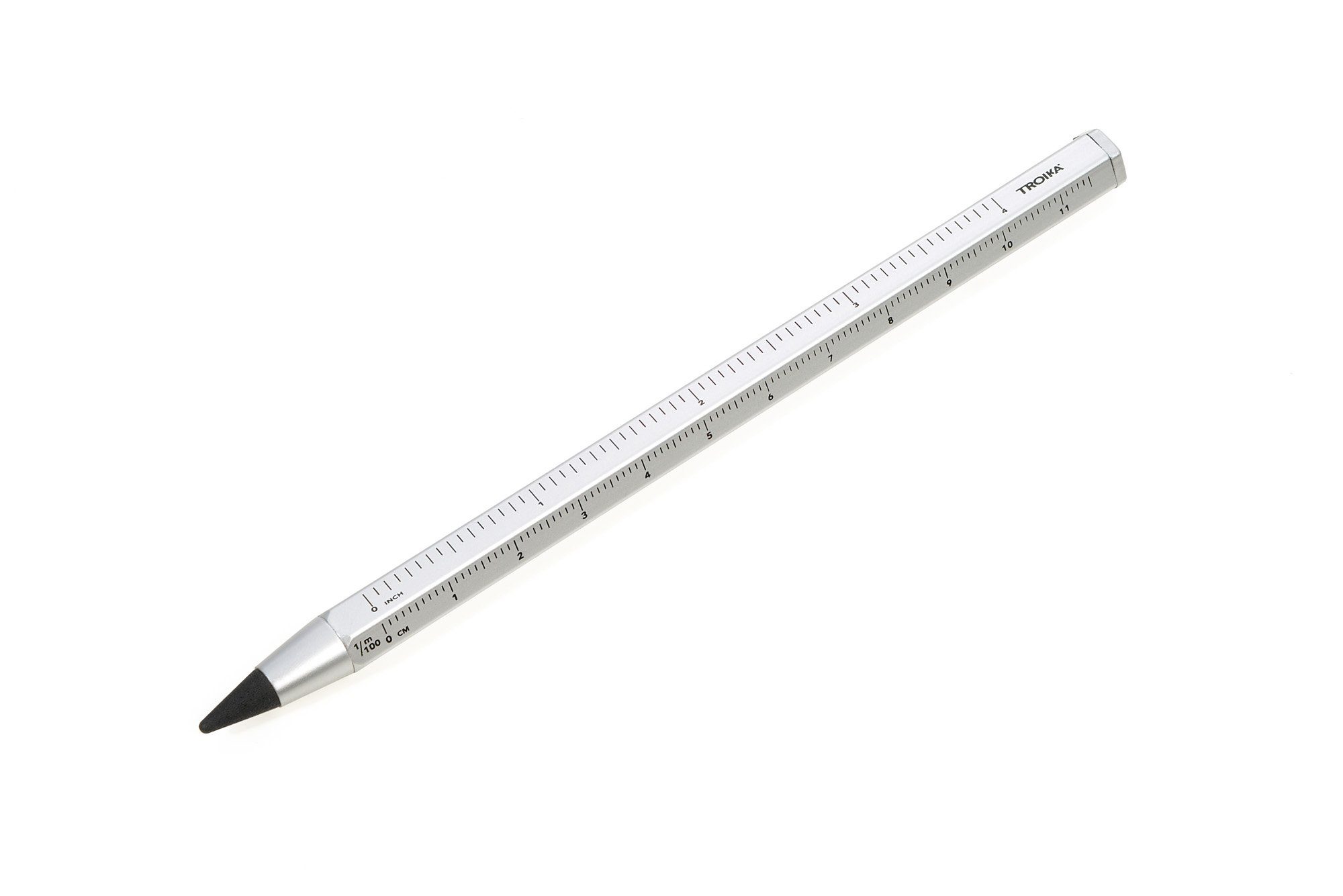 TROIKA Kugelschreiber »TROIKA CONSTRUCTION ENDLESS – PEN20/SI –  Multitasking-Bleistift mit nachhaltiger Endlos-Schreibspitze –  Zentimeter-/Zoll-Lineal, 1:20/1:50 Skala – silberfarben«