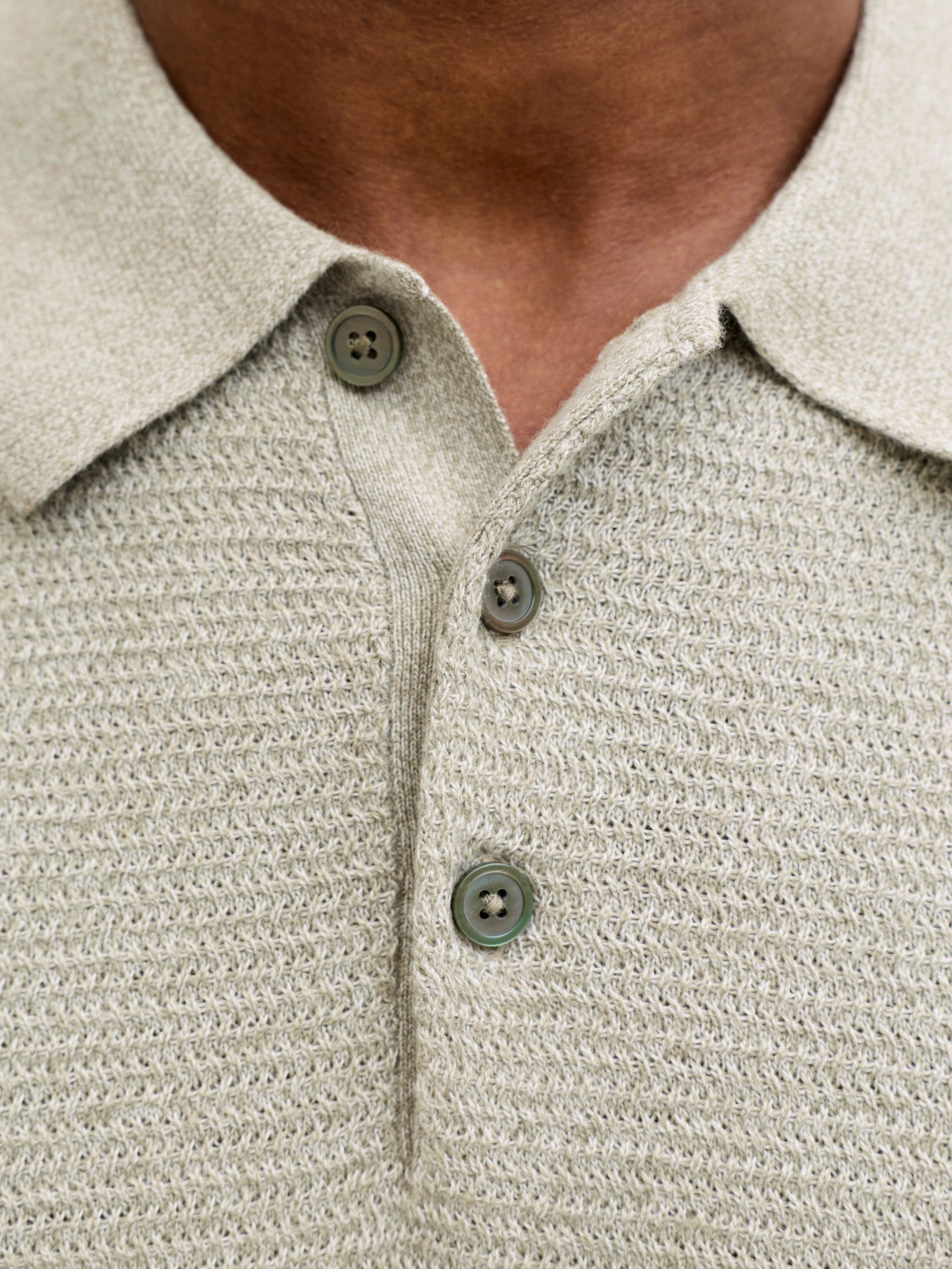 Jack & Jones Polokragenpullover JPRBLURILEY KNIT POLO SS SN Baumwolle, regular fit