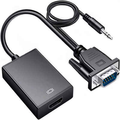 Retoo 1080P VGA auf HDMI Audio-Untersützung Adapter Auflösung VGA zu HDMI PC Audio- & Video-Adapter 3,5-mm-Klinke, VGA, HDMI zu 3,5-mm-Klinke, VGA, HDMI, Er überträgt auch Audio, Auflösung von 1080p, 60 Hz, Jack 3.5 mm