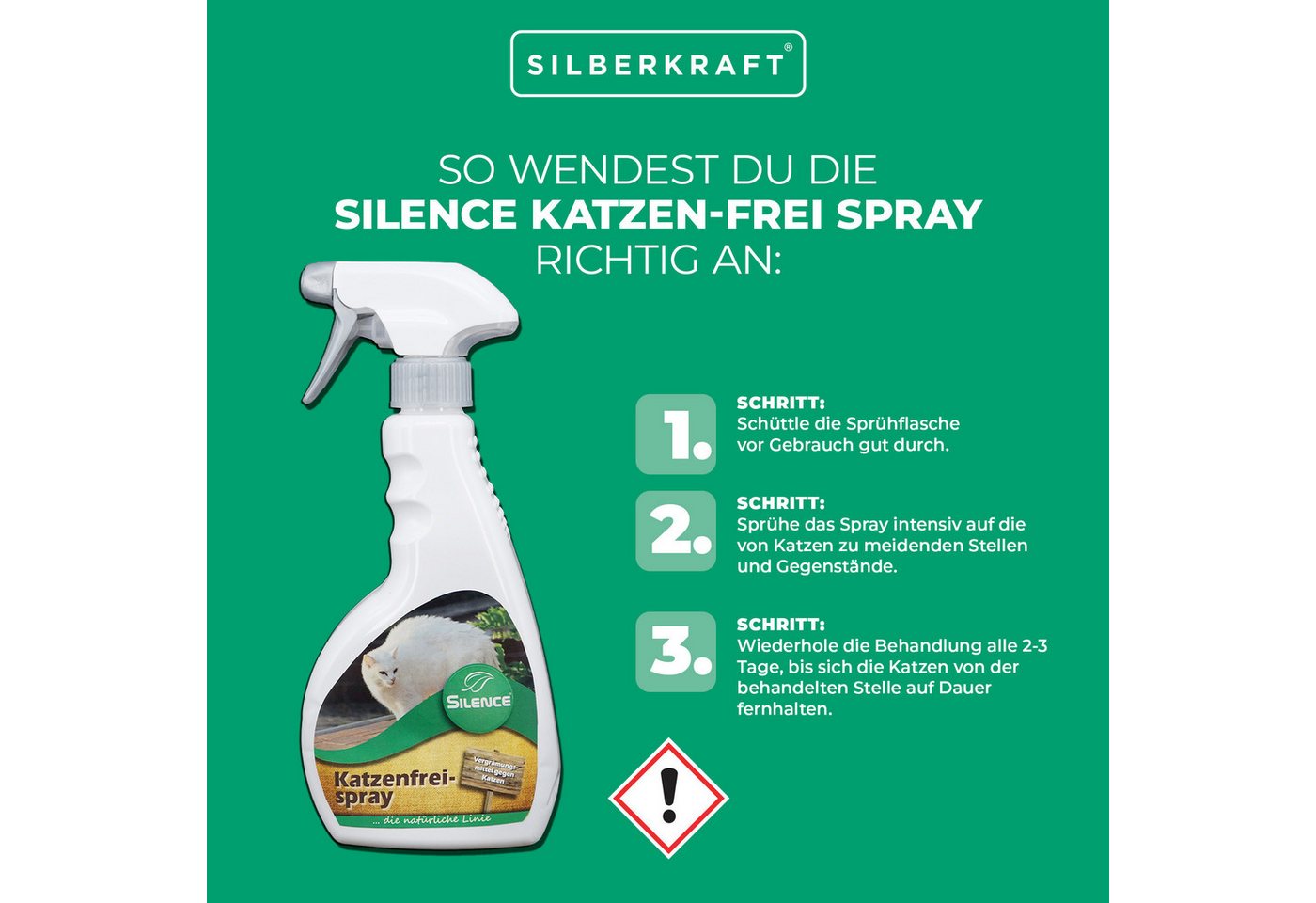 Thumbnail - Silberkraft Vergrämungsmittel Silence Katzenfrei-Spray: Gebrauchsfertiges Sprühmittel für Katzen, 500 ml, Katzenabwehr S...