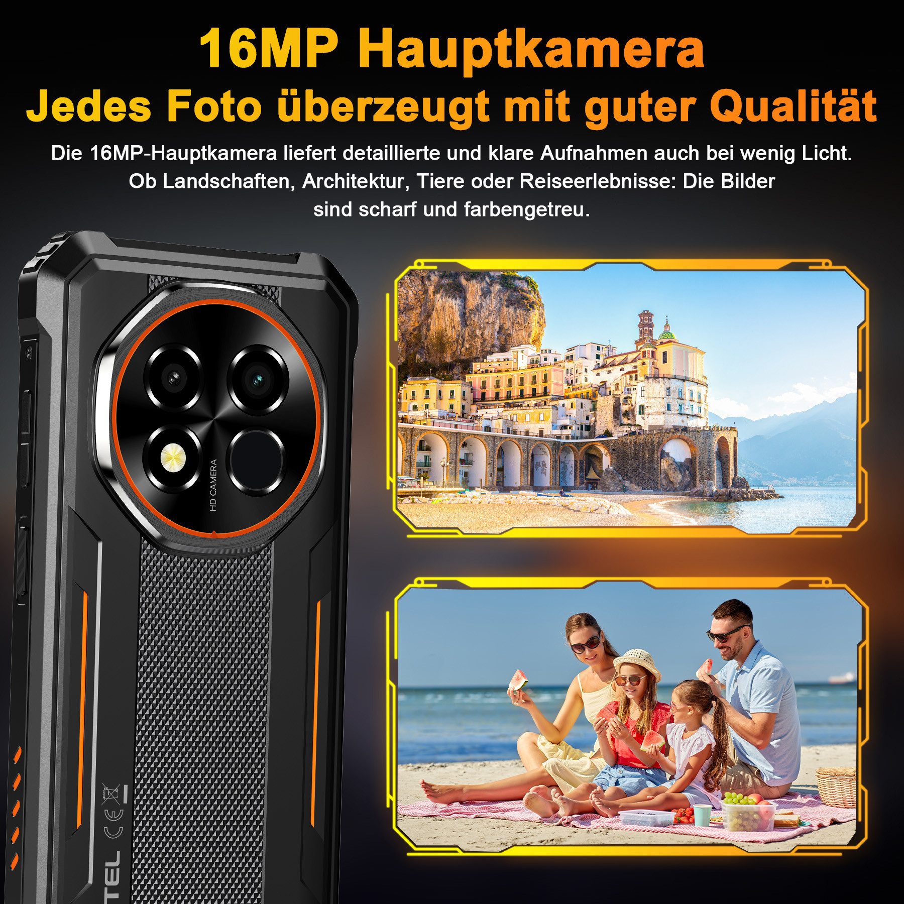 OUKITEL G6 4G Outdoor Smartphone (16,56 cm/6.52 Zoll, 64 GB Speicherplatz, 16 MP Kamera, 10.600 mAh Akku, IP68/IP69K, Android 16, Dual-SIM, GPS) – Bild 5 von 5