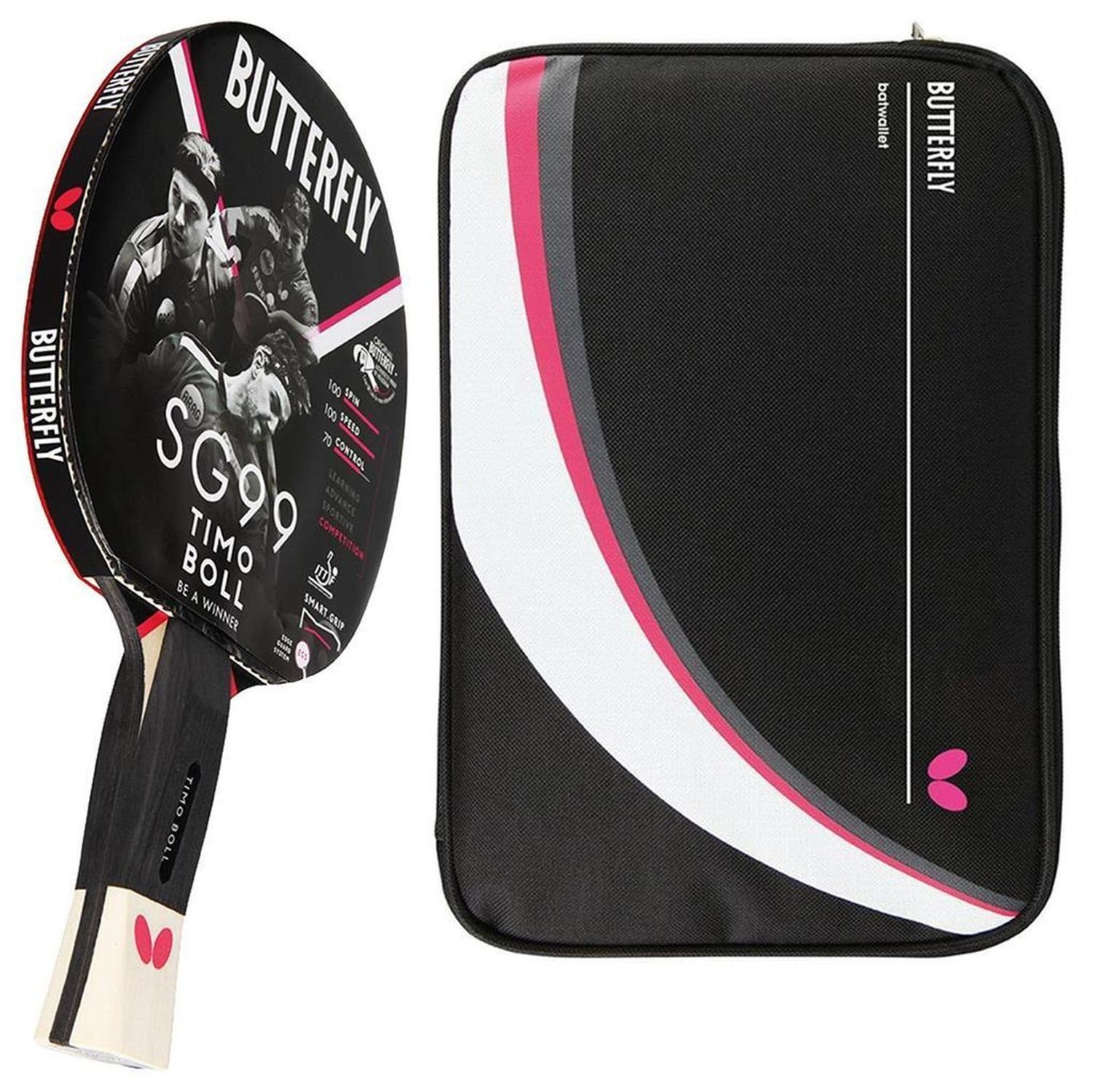 Butterfly Tischtennisschläger 1x Timo Boll SG99 + Drive Case 2, Tischtennis Schläger Set Tischtennisset Table Tennis Bat Racket