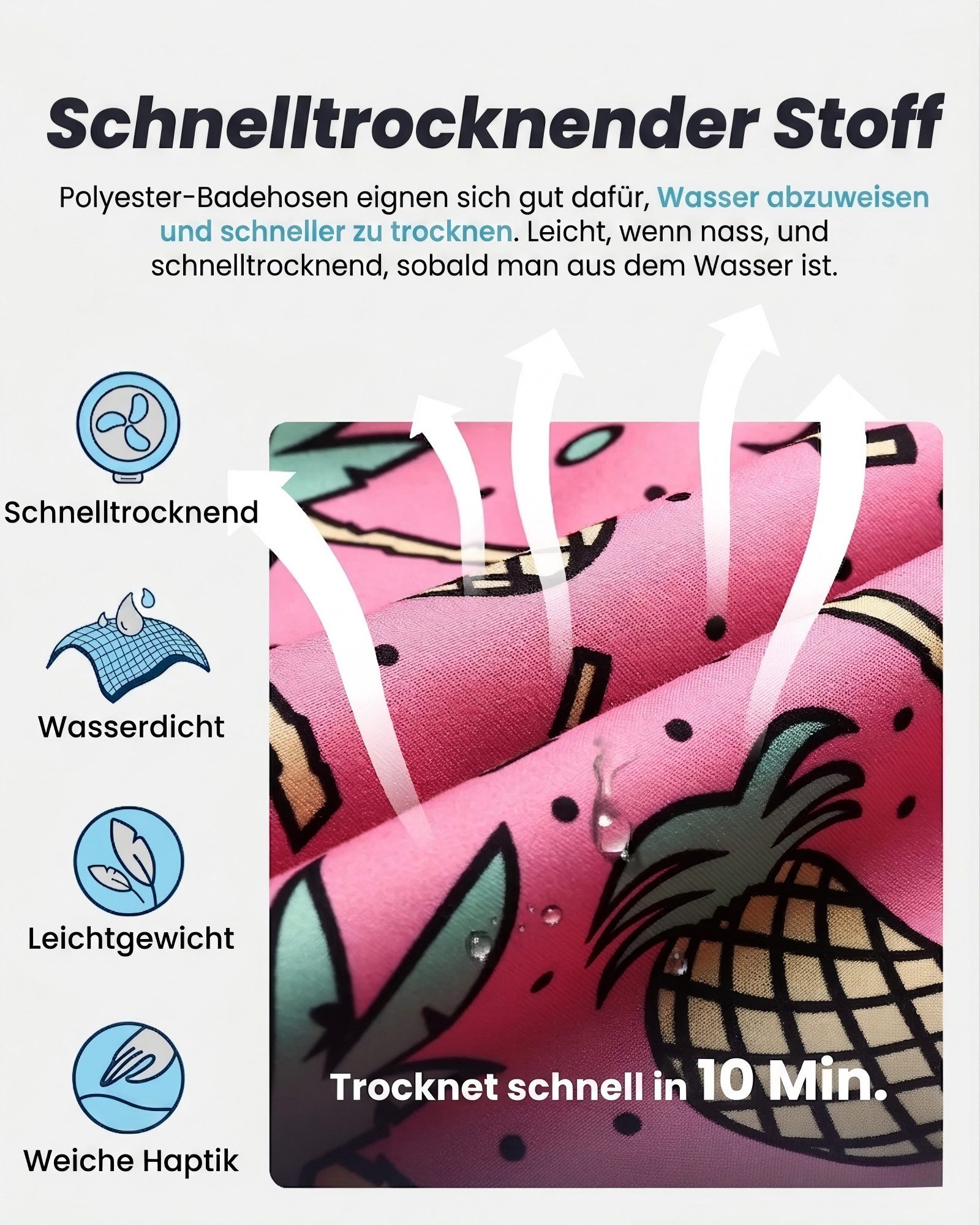 MaaMgic Shorts Herren mit Mesh-Futter kurze Hose schnelltrocknend Badehose lang (1-tlg)