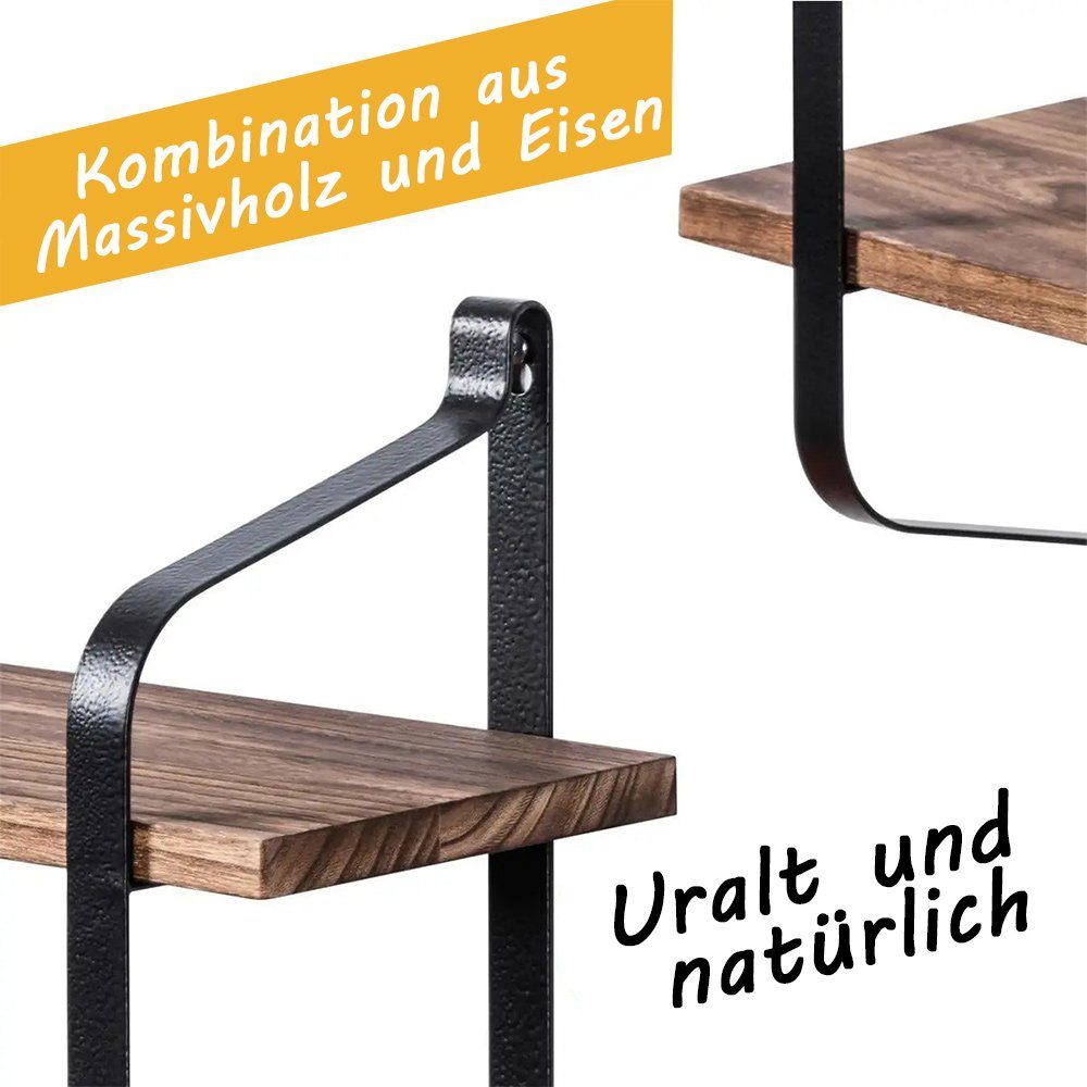 YMQHBS Wandregal Hängeregal mit 2 Regalböden – Bild 5 von 5