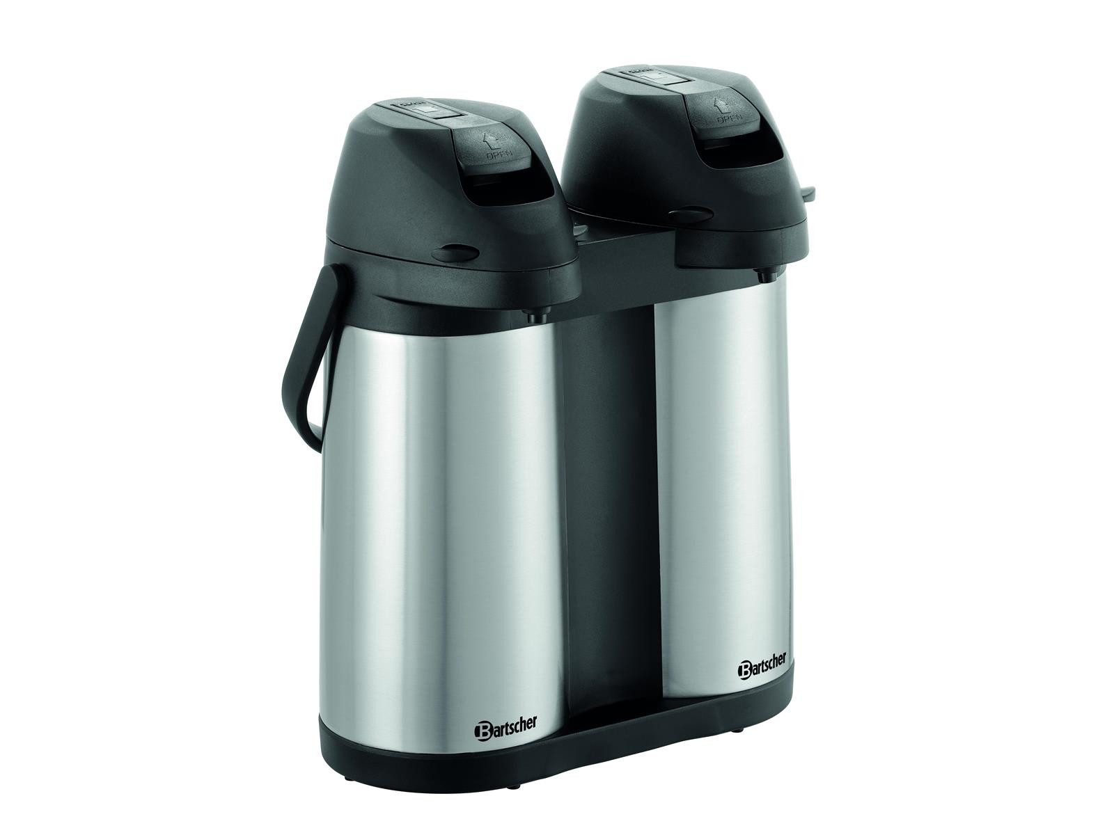 Bartscher Pump-Isolierkanne Doppel-Isolierpumpkanne Duo 1,9L-ST, 2 x 1,9 Liter, Edelstahl, 190208