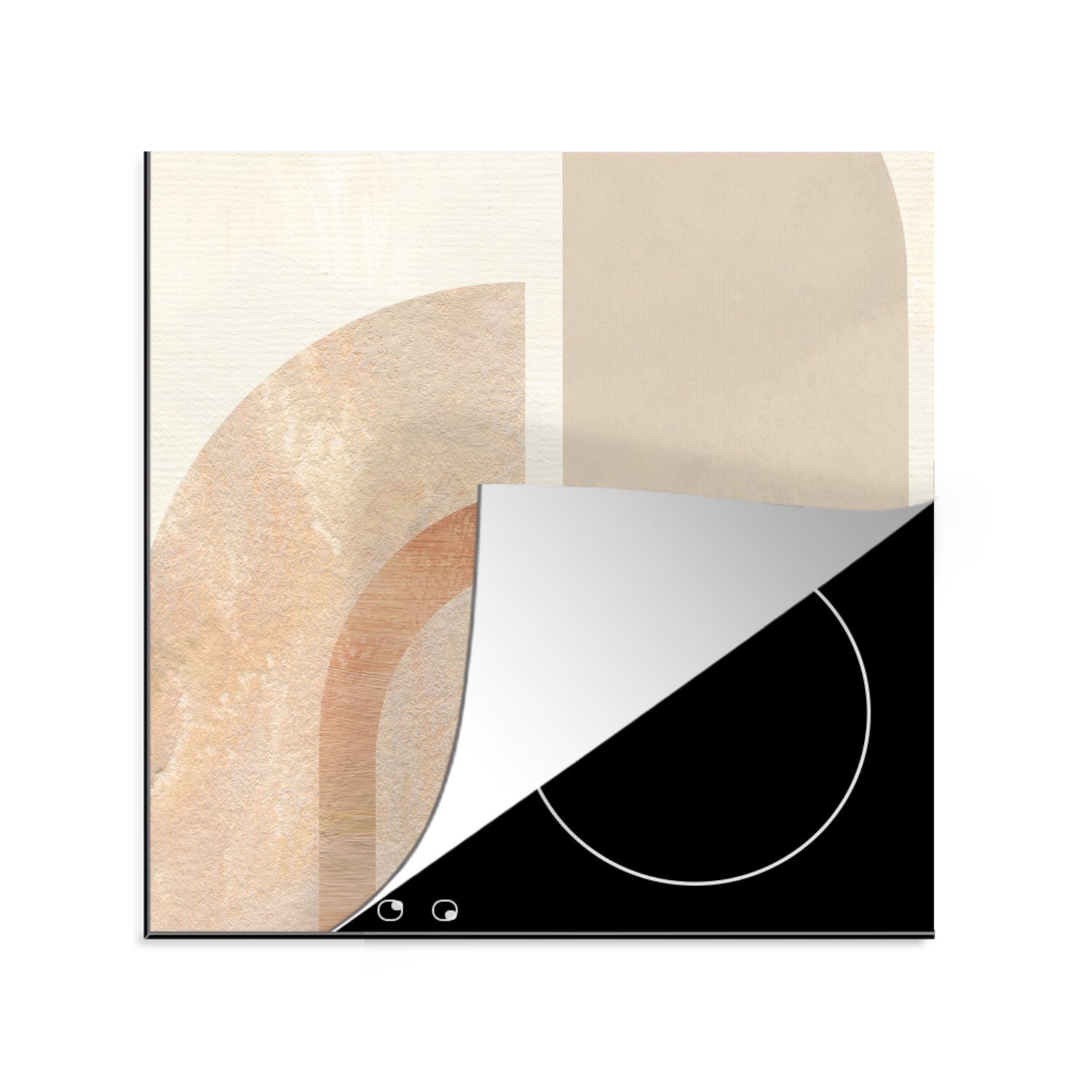 MuchoWow Herdblende-/Abdeckplatte Rosa - Beige - Abstrakt, Vinyl, (1 tlg), 78x78 cm, Ceranfeldabdeckung, Arbeitsplatte für küche