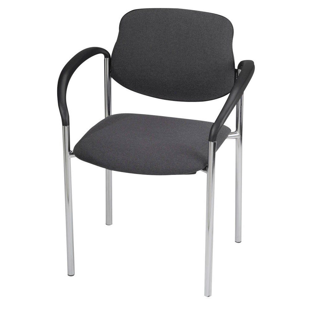 Nowy Styl Stapelstuhl 2 Besucherstühle mit Armlehne stapelbar STYL CHROM anthrazit