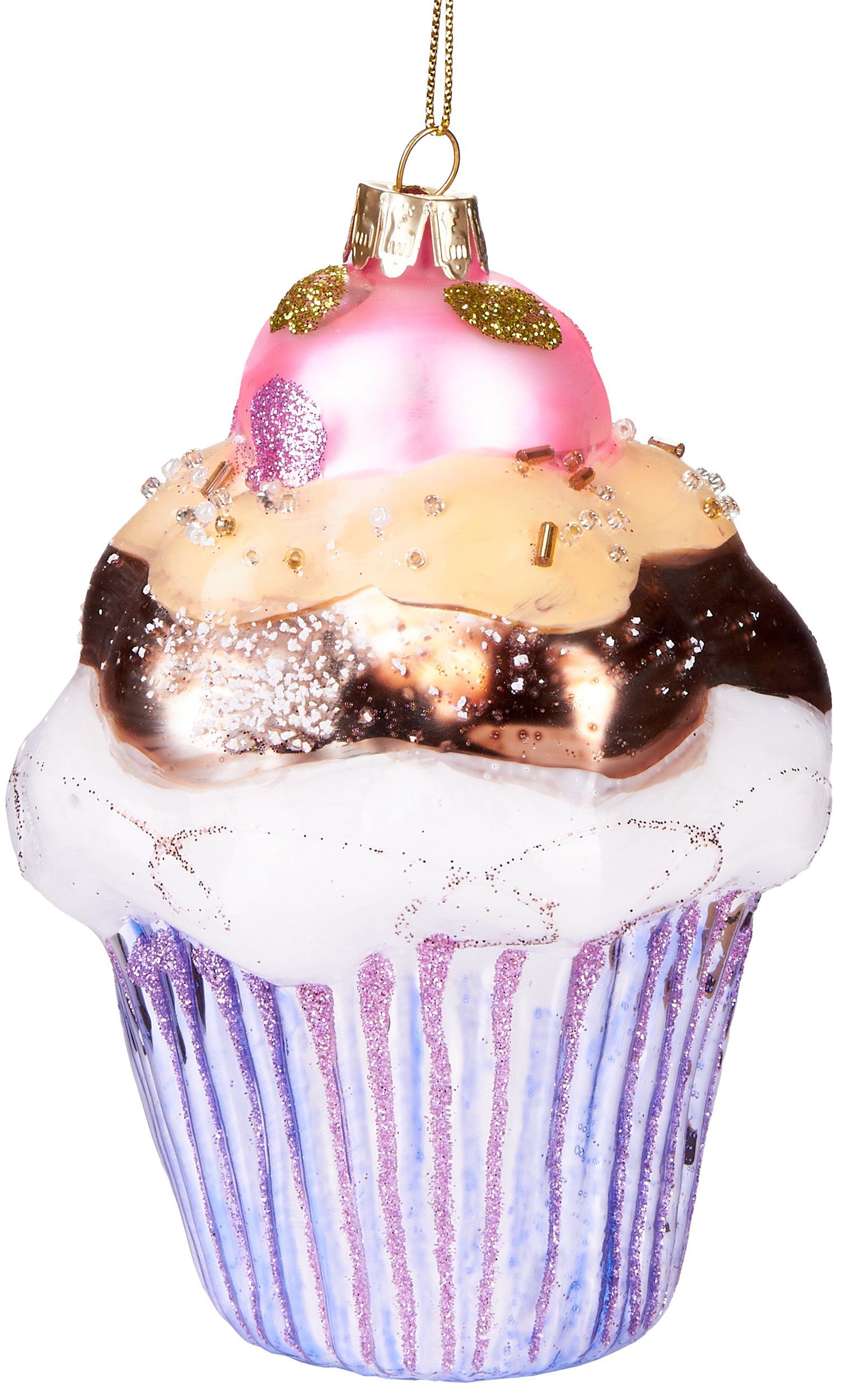 Christbaumschmuck Mundgeblasene Weihnachtskugel Leckerer Cupcake