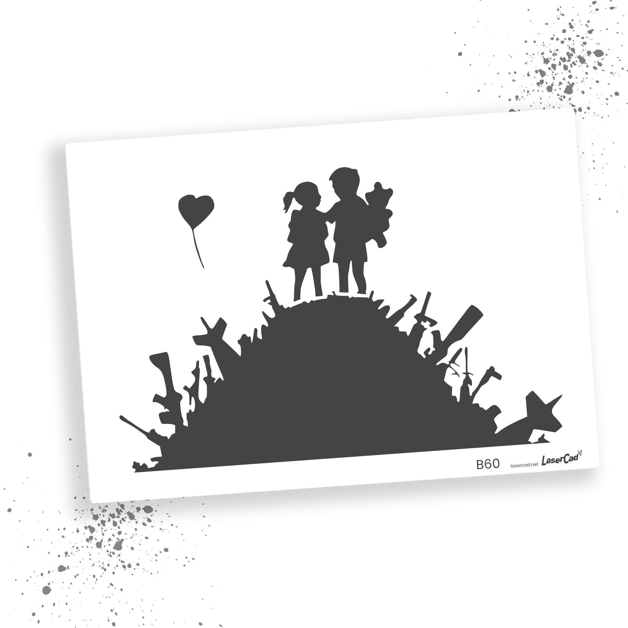 LaserCad Motivschablone BANKSY Streetart für Graffiti, Airbrush, Deko