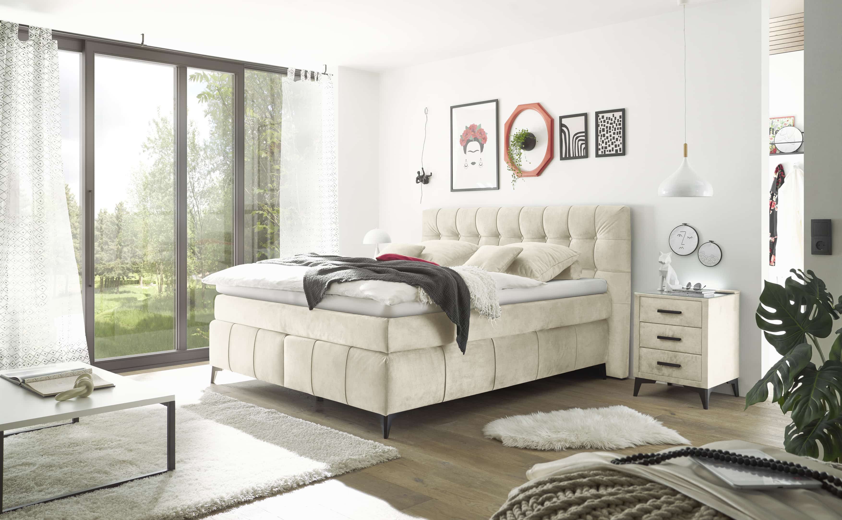 ED EXCITING DESIGN Boxspringbett Oregon 180x200 inkl. Topper und Duo-Matratze (Boxspringbett mit Duo‑Matratze & Topper), inkl. Duo-Matratze, Kokosmatte, Filzabdeckung
