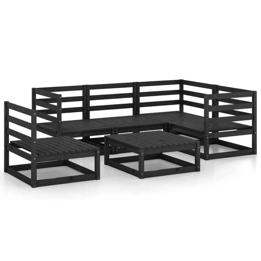 Gartenlounge-Set Garten-Lounge-Set (1-tlg) vidaXL Schwarz Kiefer, 6-tlg. Massivholz