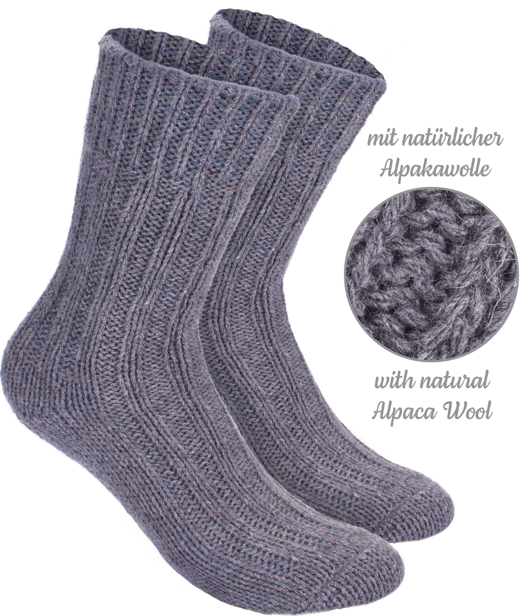 BRUBAKER Kuschelsocken warme dicke Alpaka Socken (Set, 4-Paar, mit Alpakawolle) Wintersocken für Damen und Herren – Bild 5 von 5