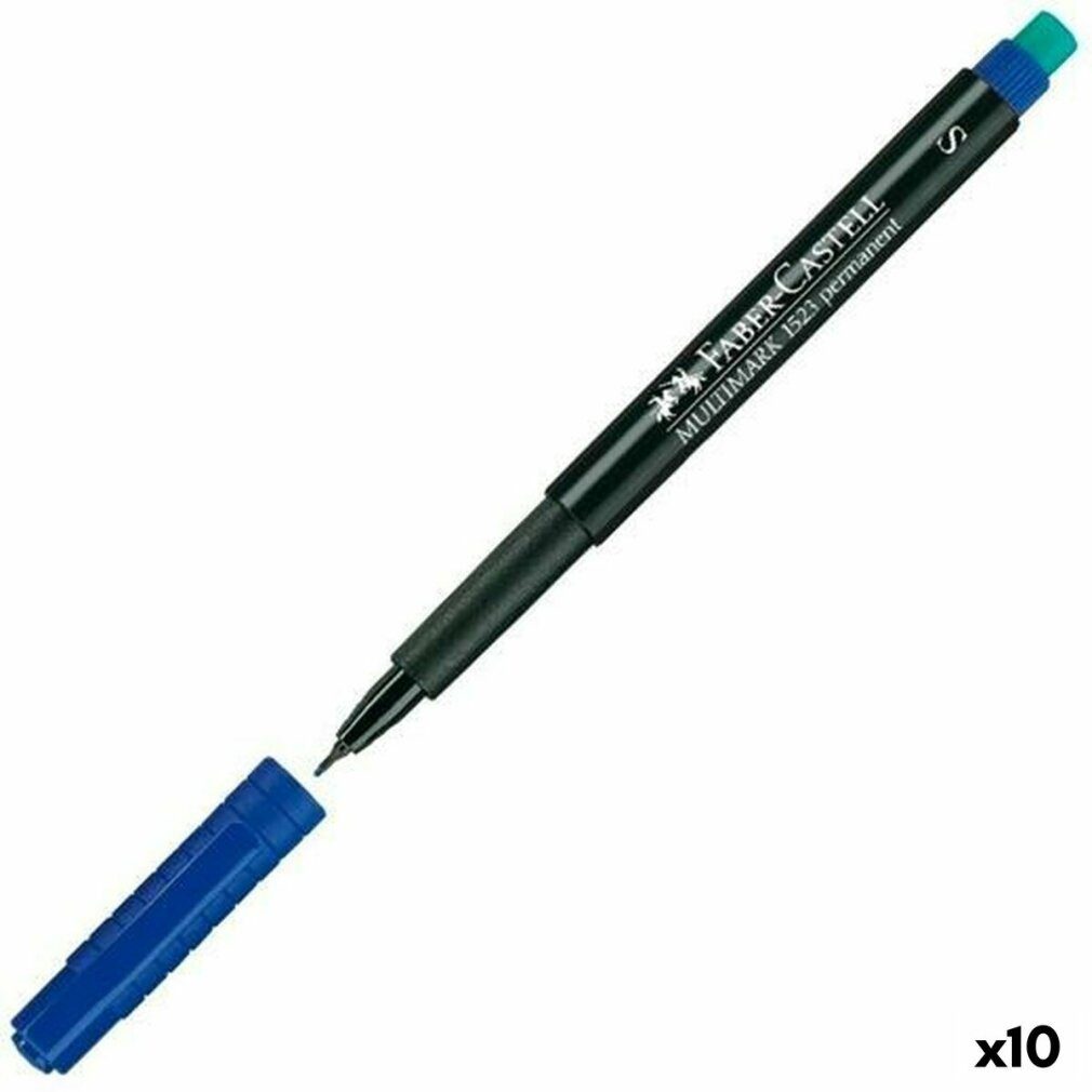 Faber-Castell Filzstift Dauermarker Multimark 1523 M Blau (10 Stück)