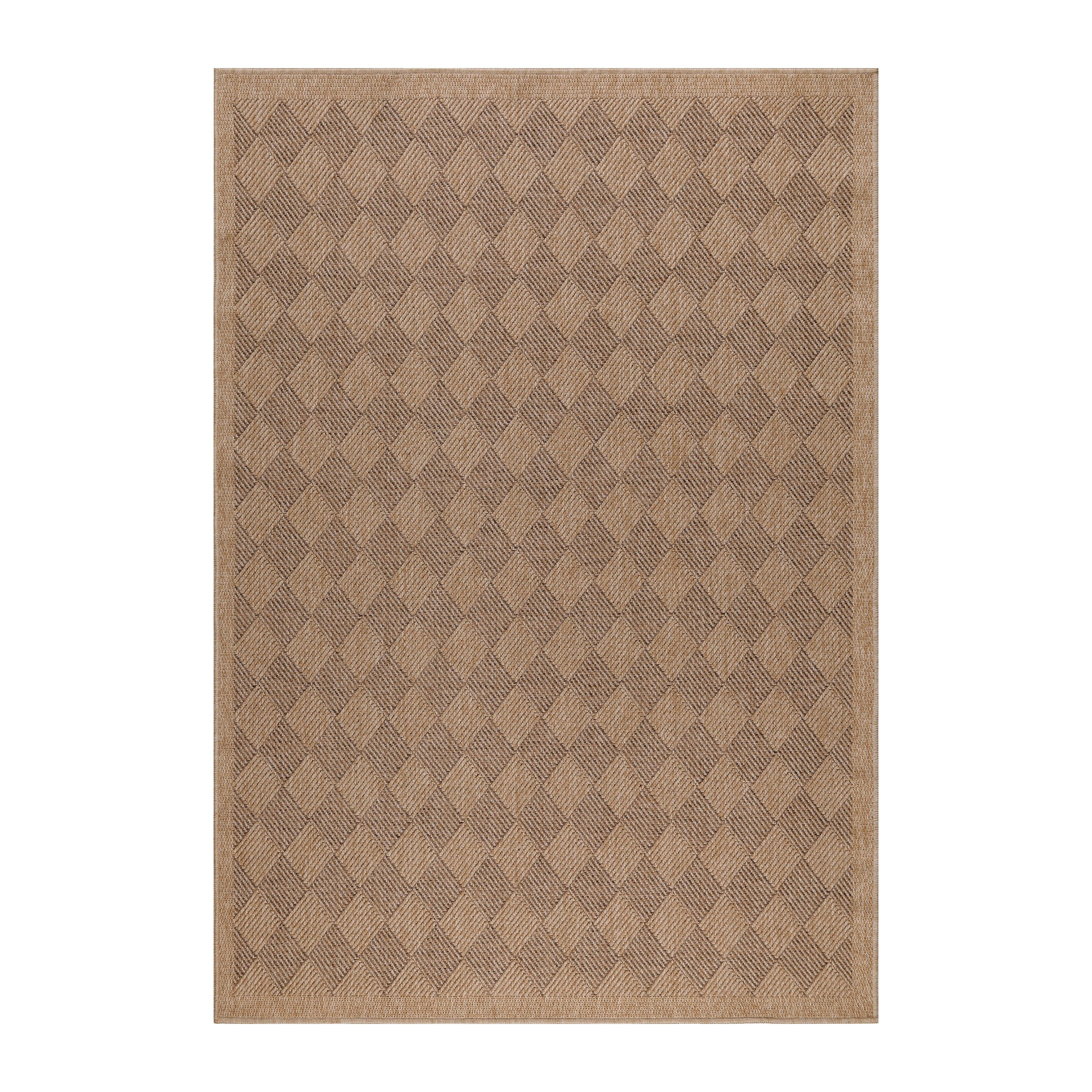 Teppium Teppich Vintage Design, Rechteckig, Höhe: 5 mm, Outdoor Teppich Vintage Design Natur Optik für Küche Balkon Terrasse