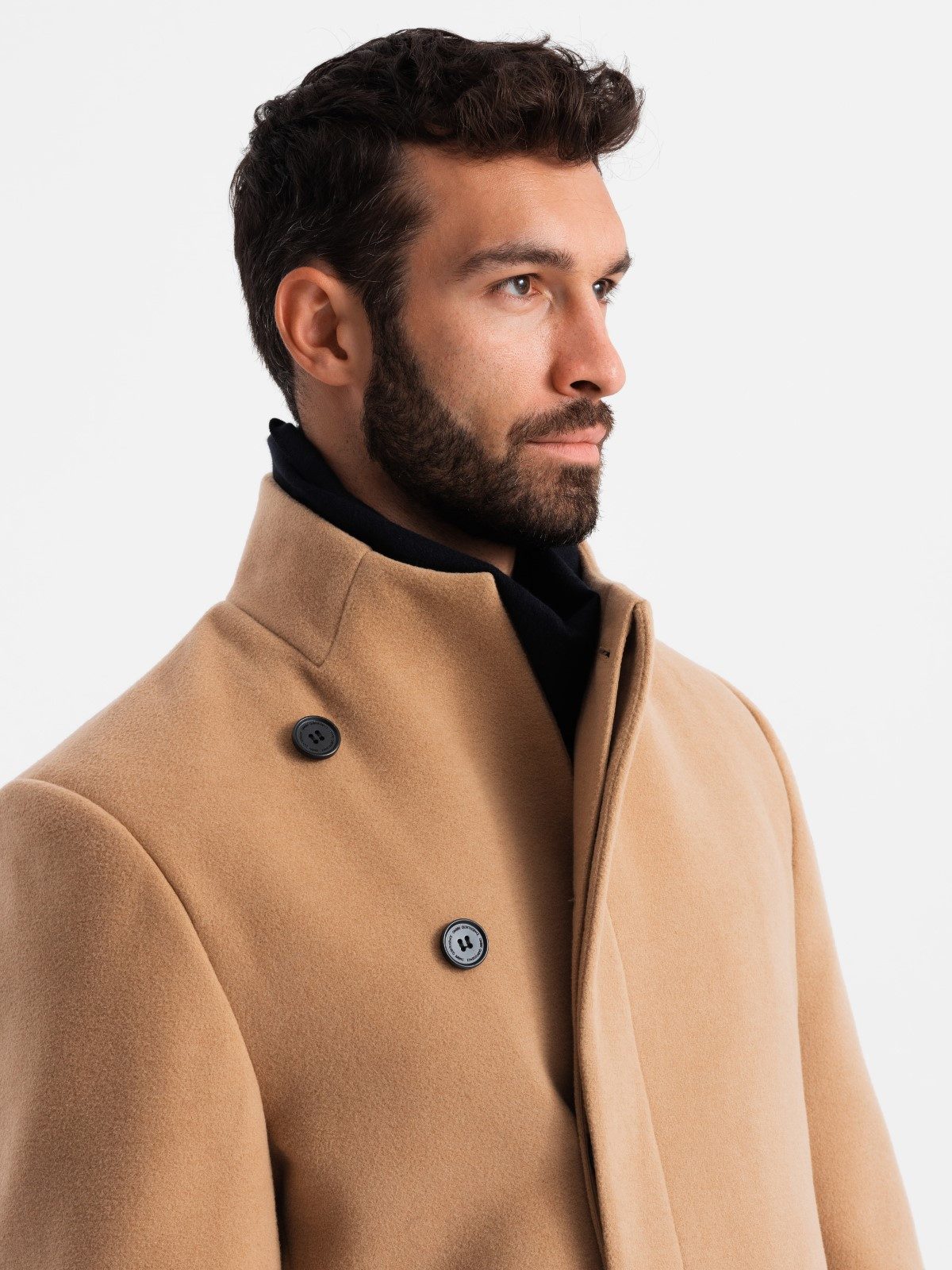 OMBRE Wintermantel Herrenmantel mit asymmetrischem Verschluss und hohem Kragen